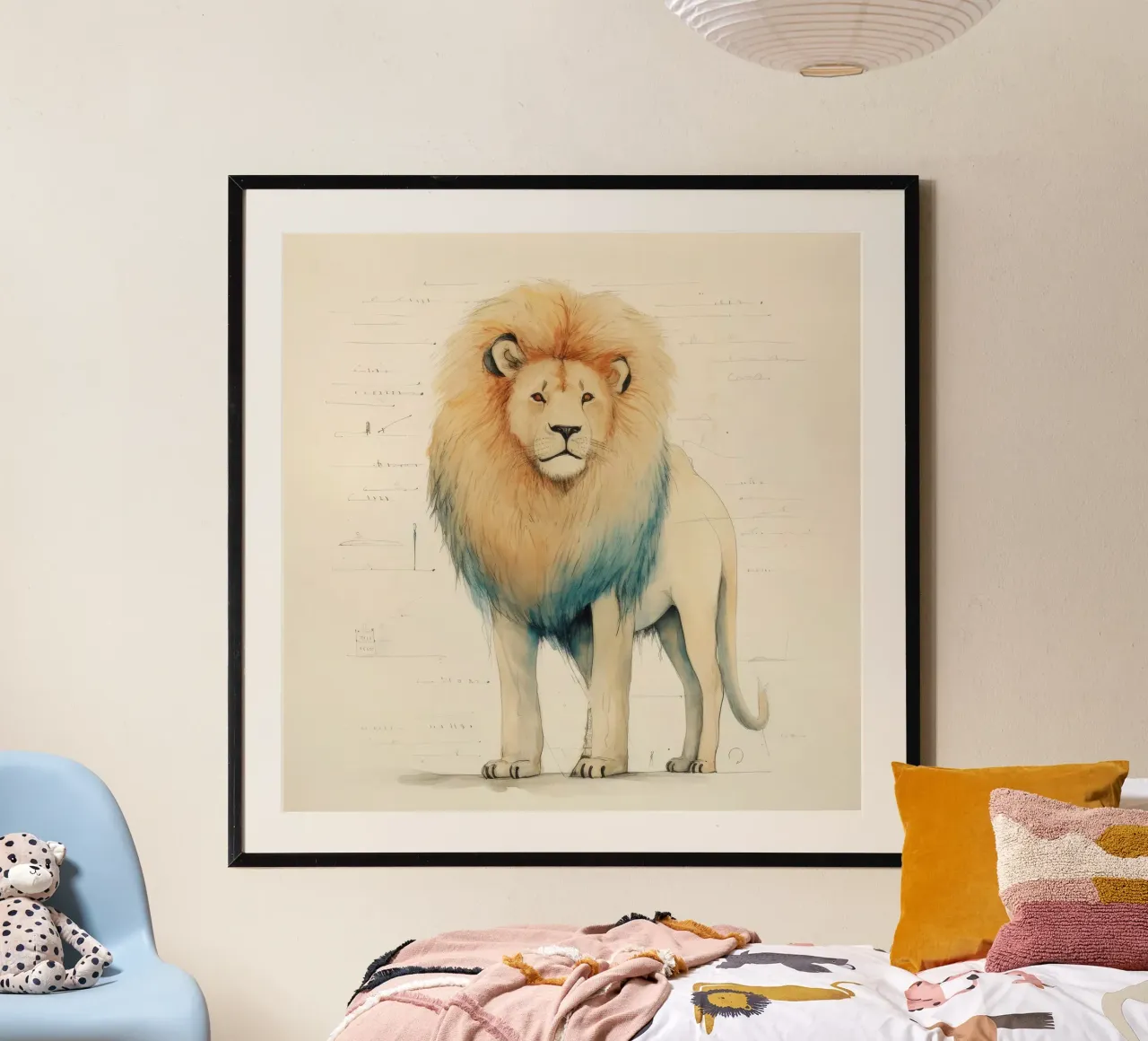 Leone minimo 3 carta hahnemühle da Minimal Animal Art