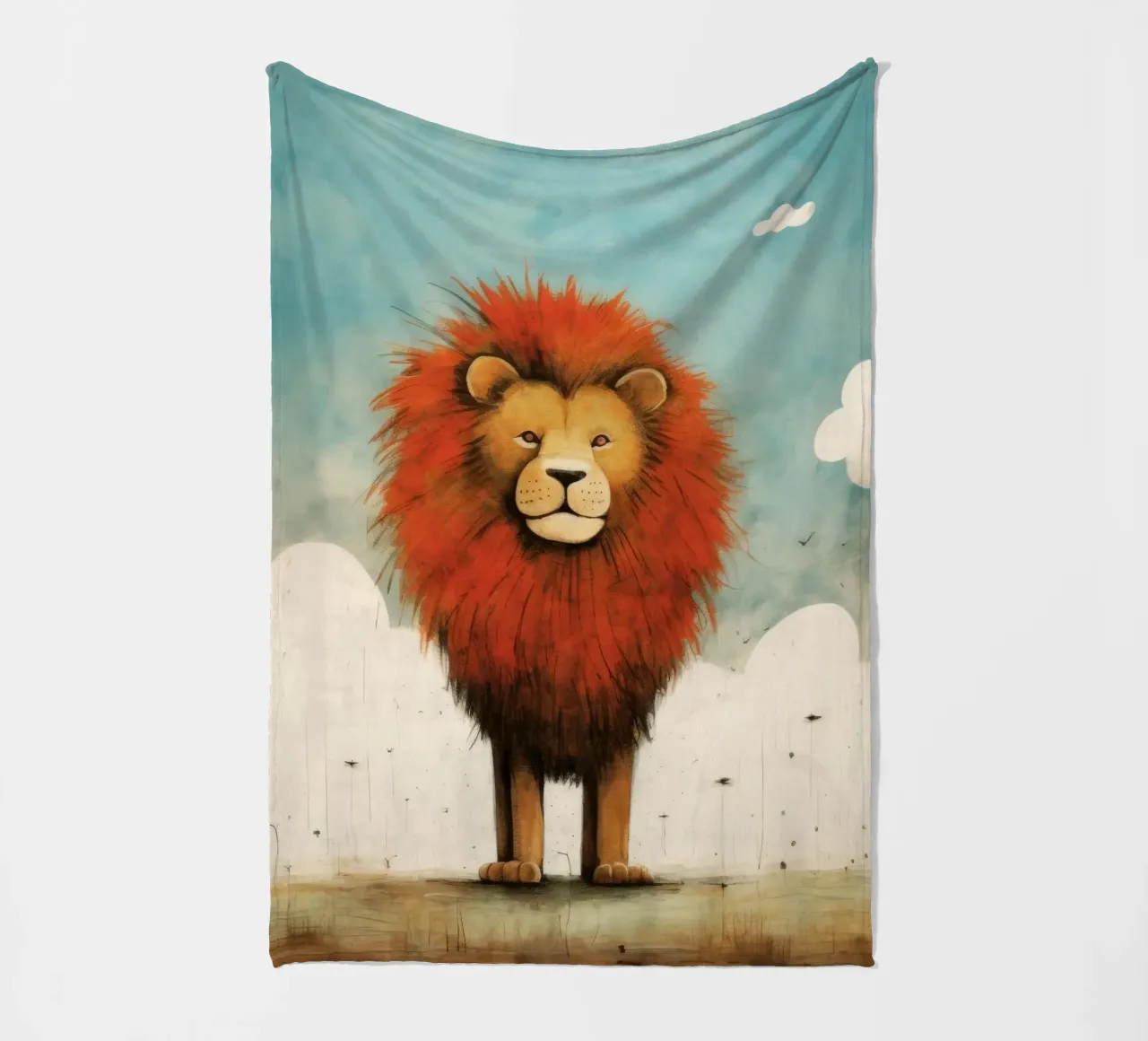 Leone minimo 1 coperta in pile da Minimal Animal Art