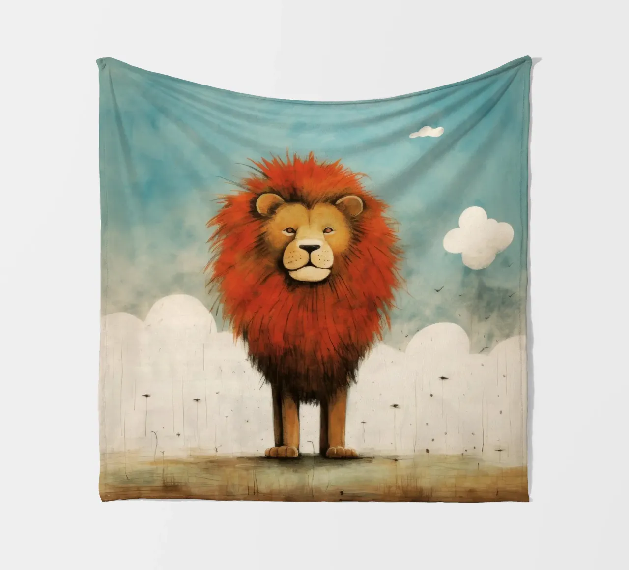 Leone minimo 1 coperta in pile da Minimal Animal Art