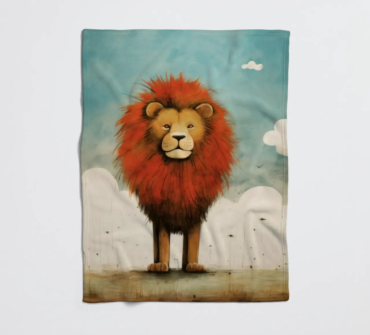 Leone minimo 1 coperta in pile da Minimal Animal Art
