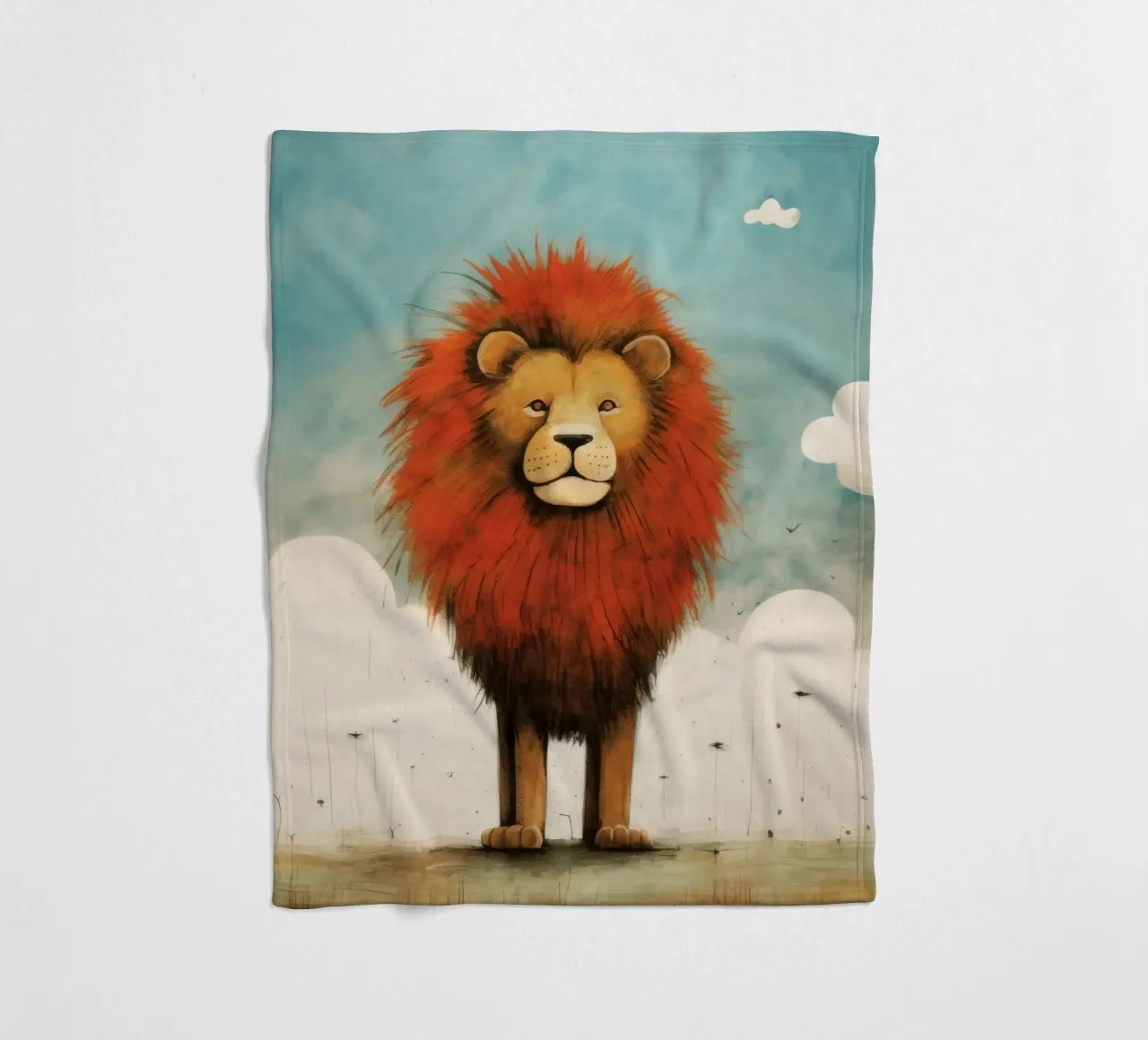 Leone minimo 1 coperta in pile da Minimal Animal Art