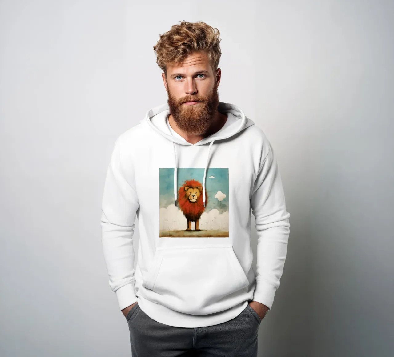 Leone minimo 1 felpa con cappuccio da Minimal Animal Art