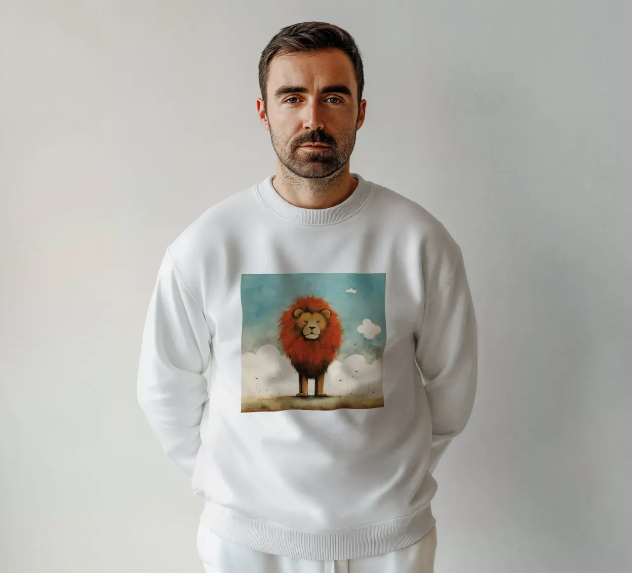 Minimale leeuw 1 sweatshirt van Minimal Animal Art