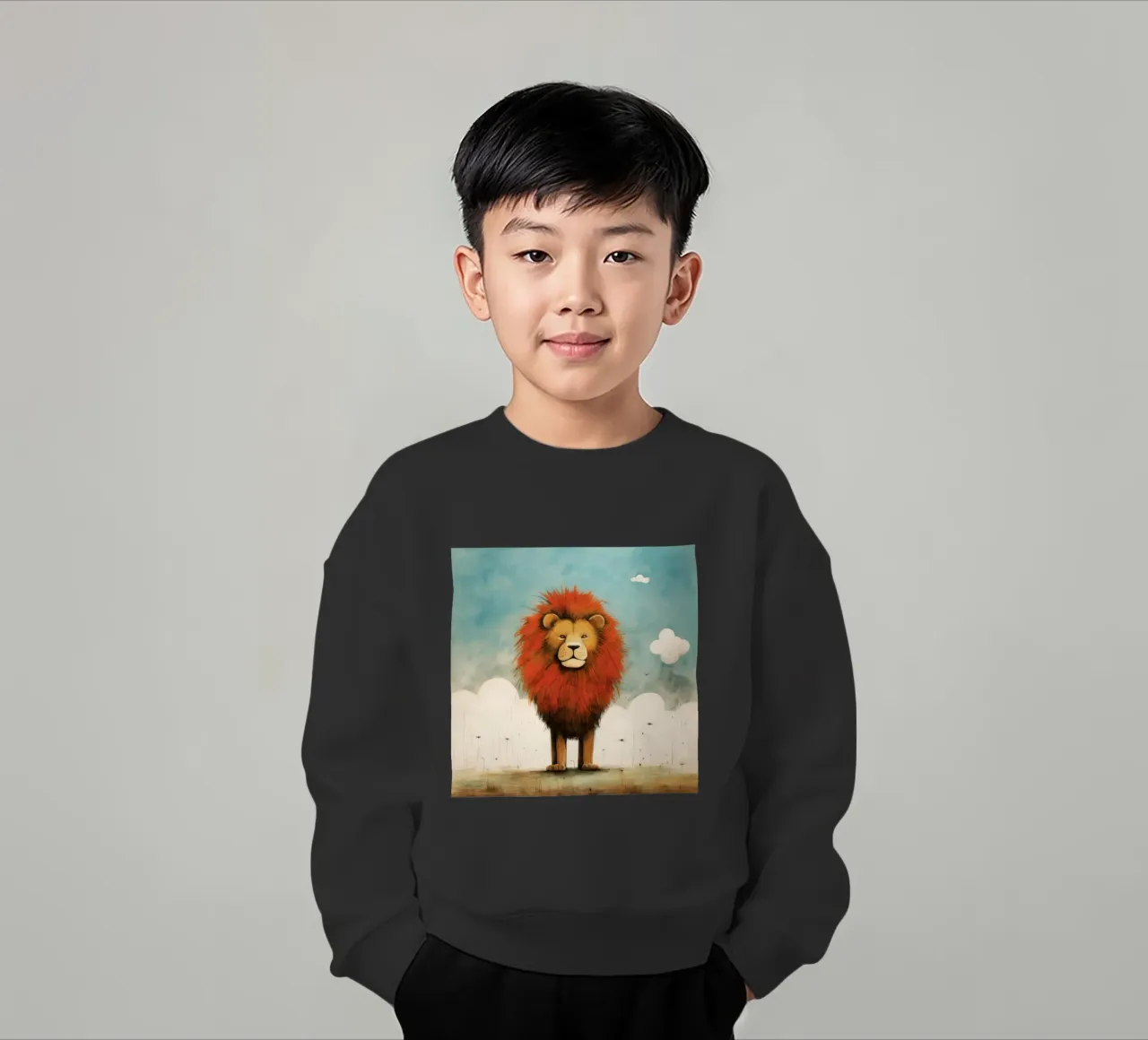 Leone minimo 1 felpa bambino da Minimal Animal Art