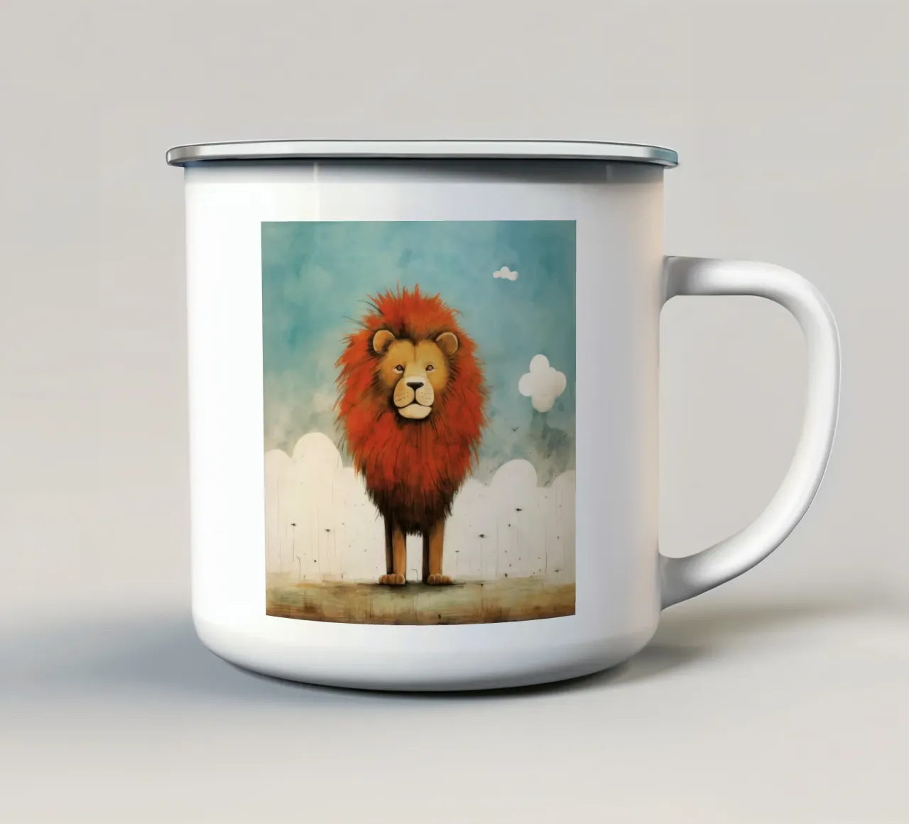 Leone minimo 1 tazza in smalto da Minimal Animal Art