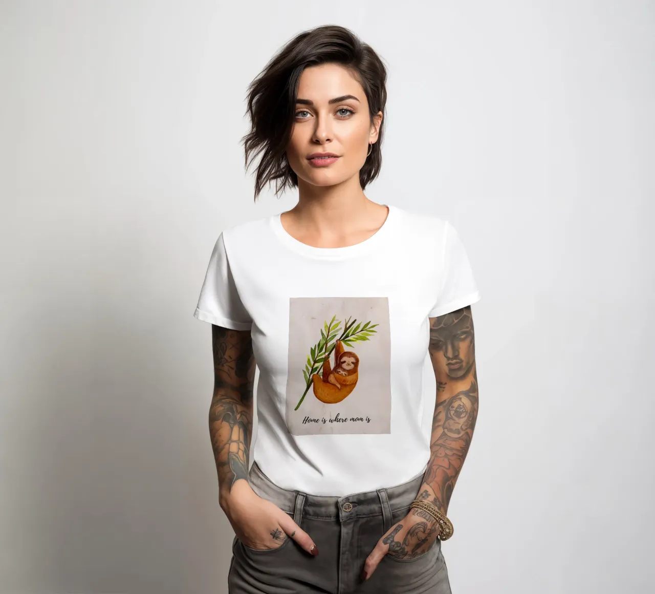 Sloth women's fitted t-shirt by ArtDesign by KBK