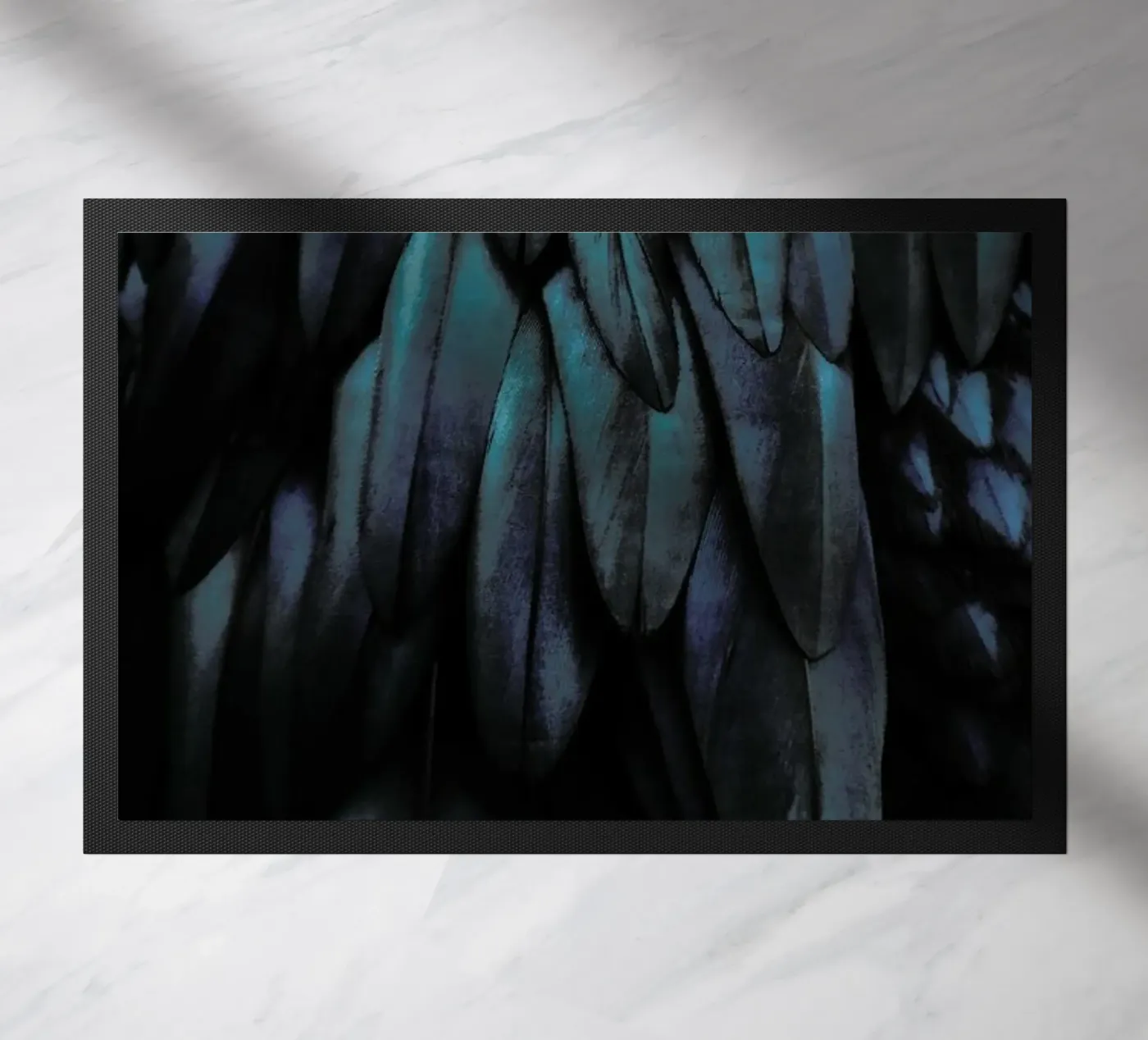 Dark Feathers doormat by Monika Strigel