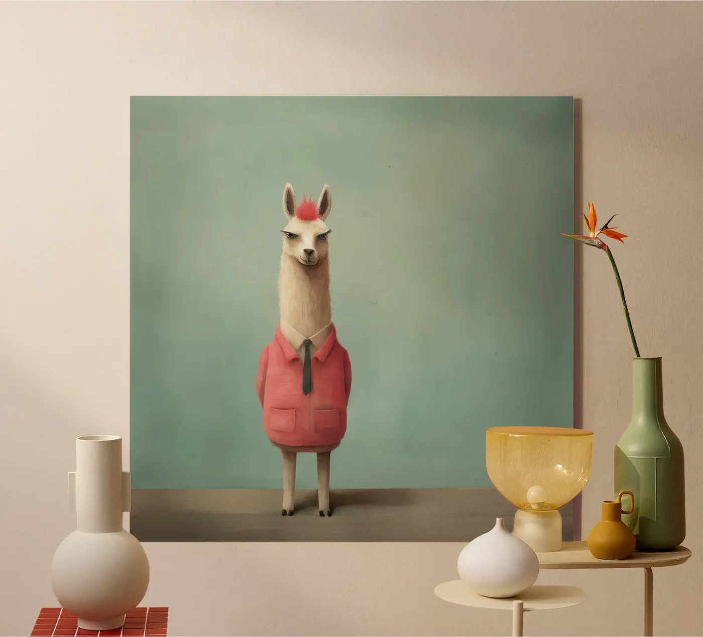 Minimal Llama acryl van Minimal Animal Art