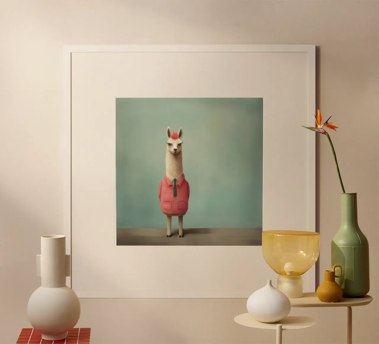 Minimal Llama poster da Minimal Animal Art