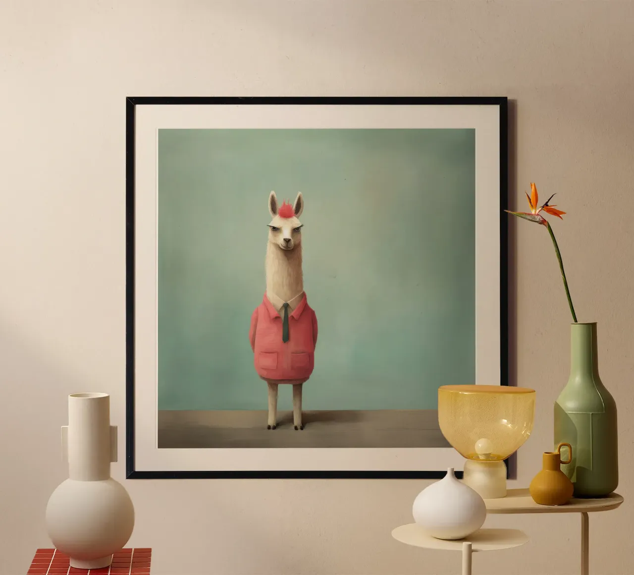 Minimal Llama poster da Minimal Animal Art