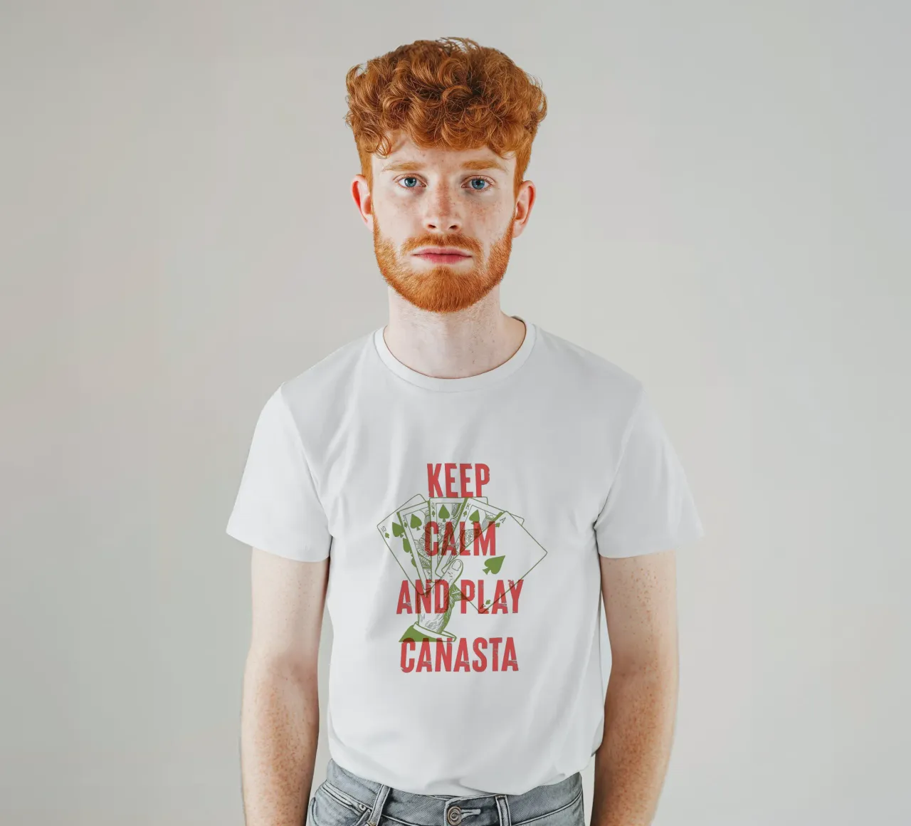 Blijf kalm en speel canasta t-shirt van Vintagrafica
