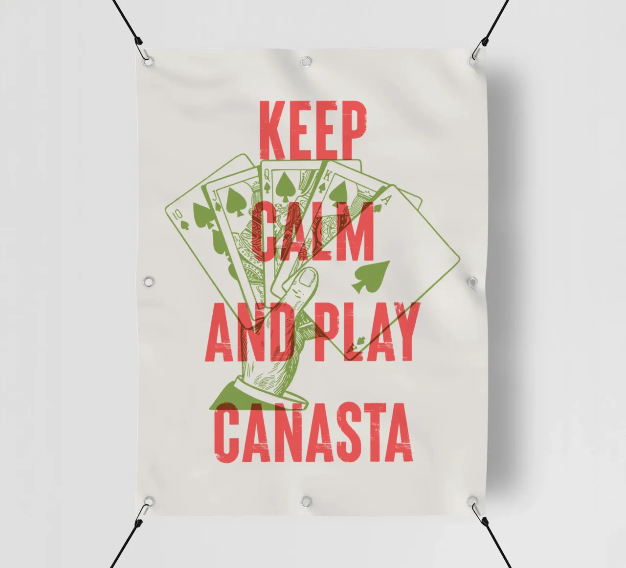 Mantenere la calma e giocare a canasta telo in pvc da Vintagrafica