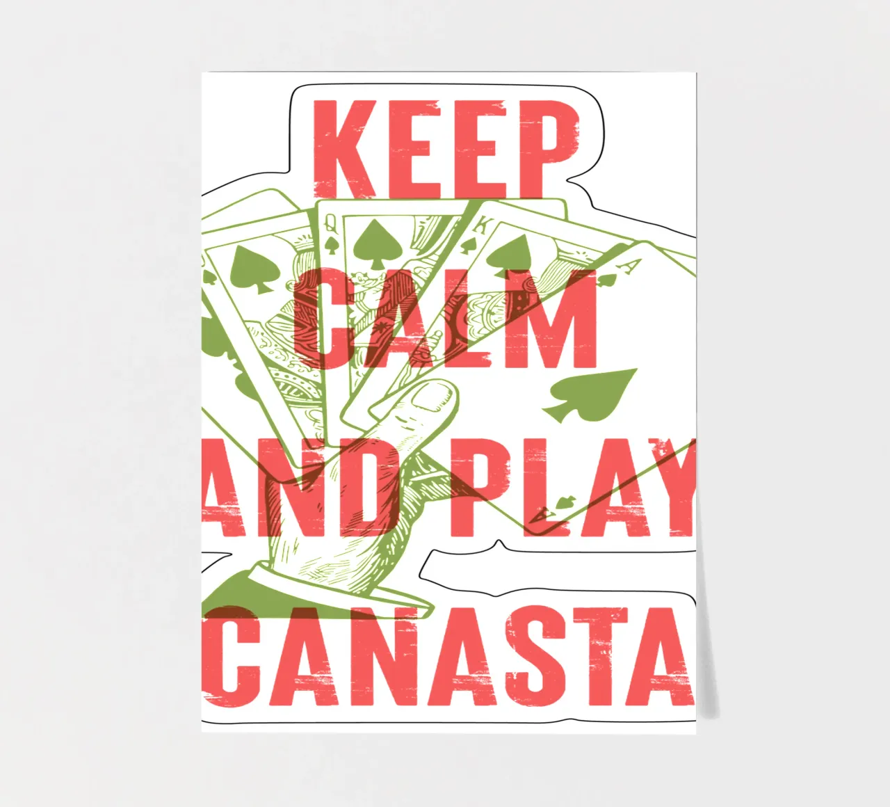 Restez calme et jouez à la Canasta planche autocollant de Vintagrafica