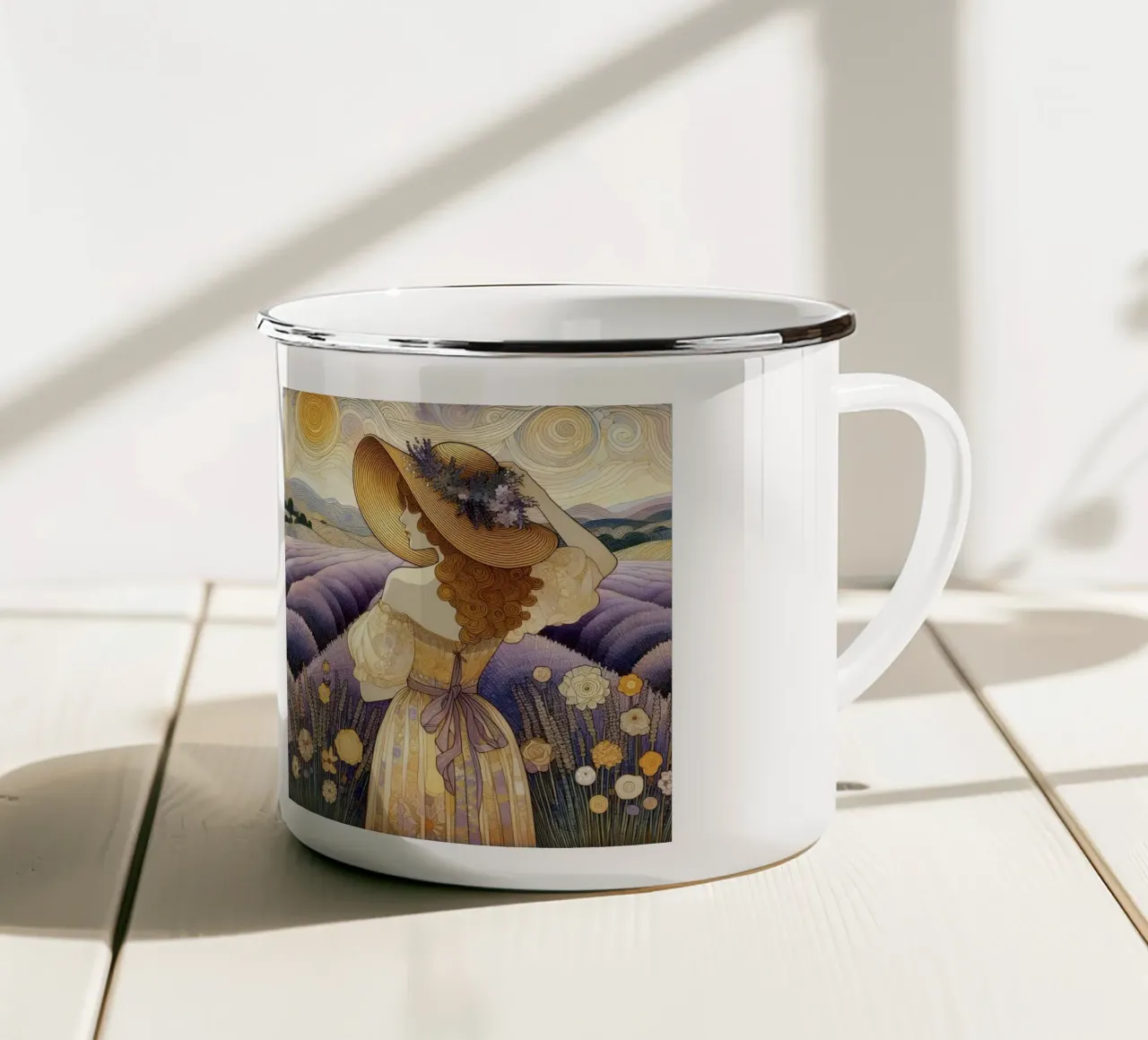 Campo di lavanda tazza in smalto da Art-Nouveau-Dsg