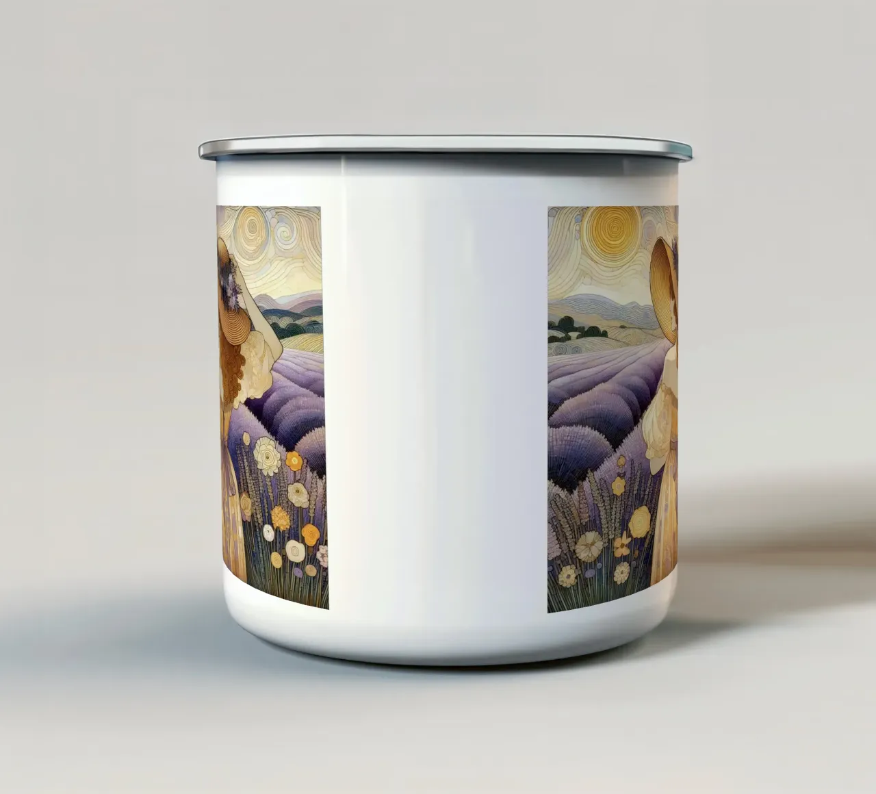 Campo di lavanda tazza in smalto da Art-Nouveau-Dsg