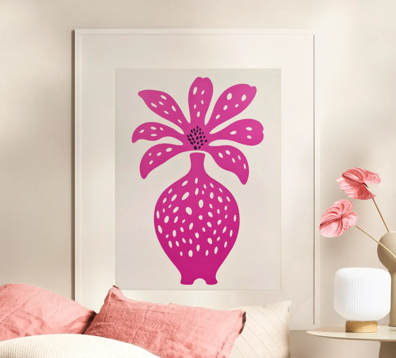 Strana natura morta di orchidea in rosa poster con telaio in alluminio da Autofocus