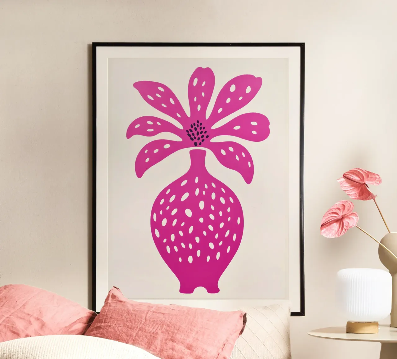 Strana natura morta di orchidea in rosa poster con telaio in alluminio da Autofocus