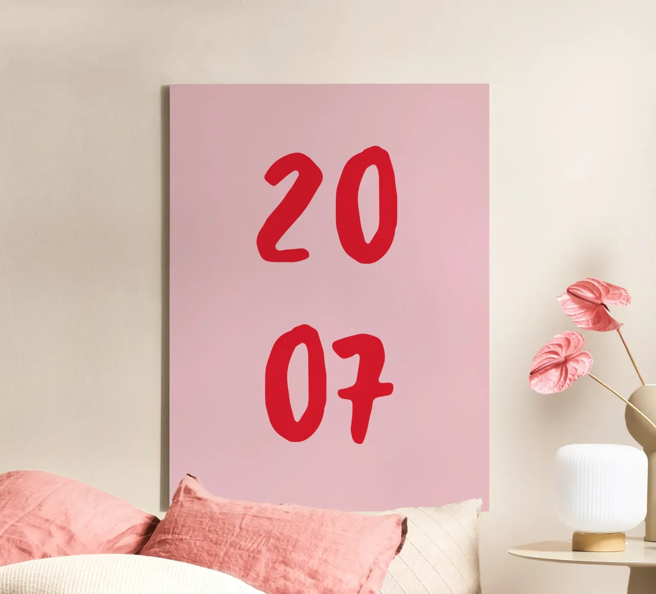 Geburtstag Geburtsjahr Rosa Rot tela con Cornice a cassetta da WORTSPIEL