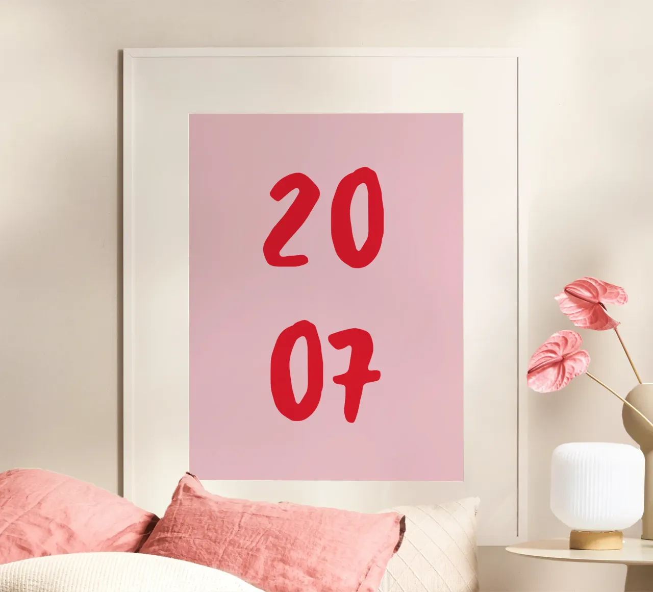 Geburtstag Geburtsjahr Rosa Rot poster con telaio in plastica da WORTSPIEL