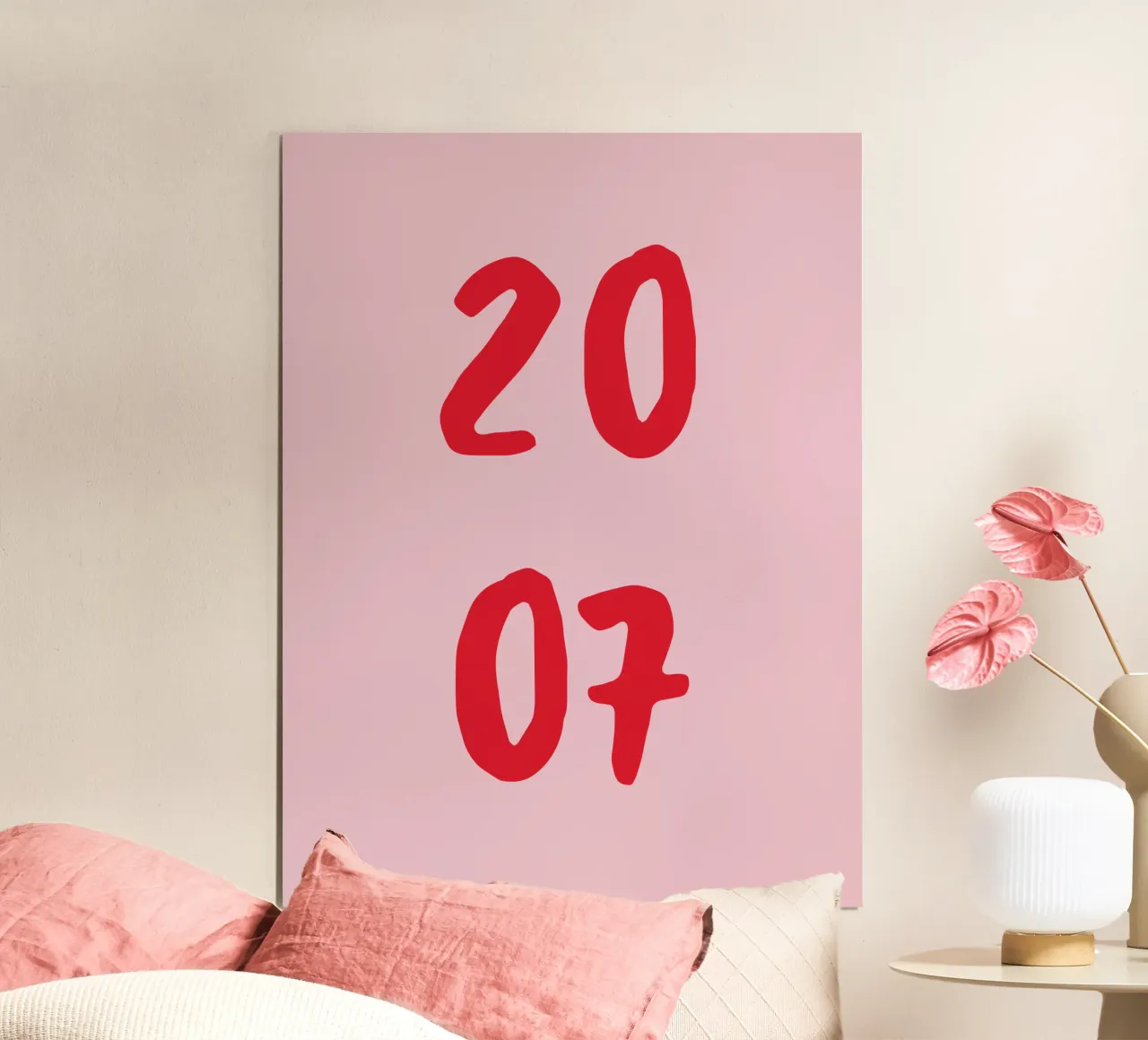 Geburtstag Geburtsjahr Rosa Rot poster con telaio in plastica da WORTSPIEL