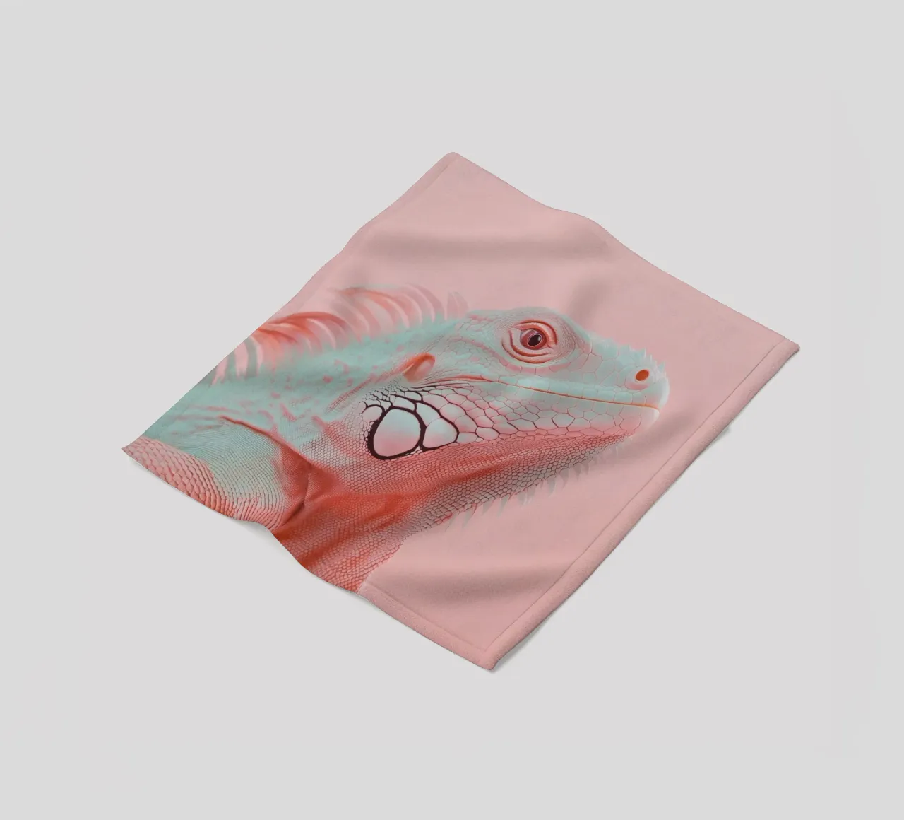 Pink iguana portrait fleece blanket by Carinaprint