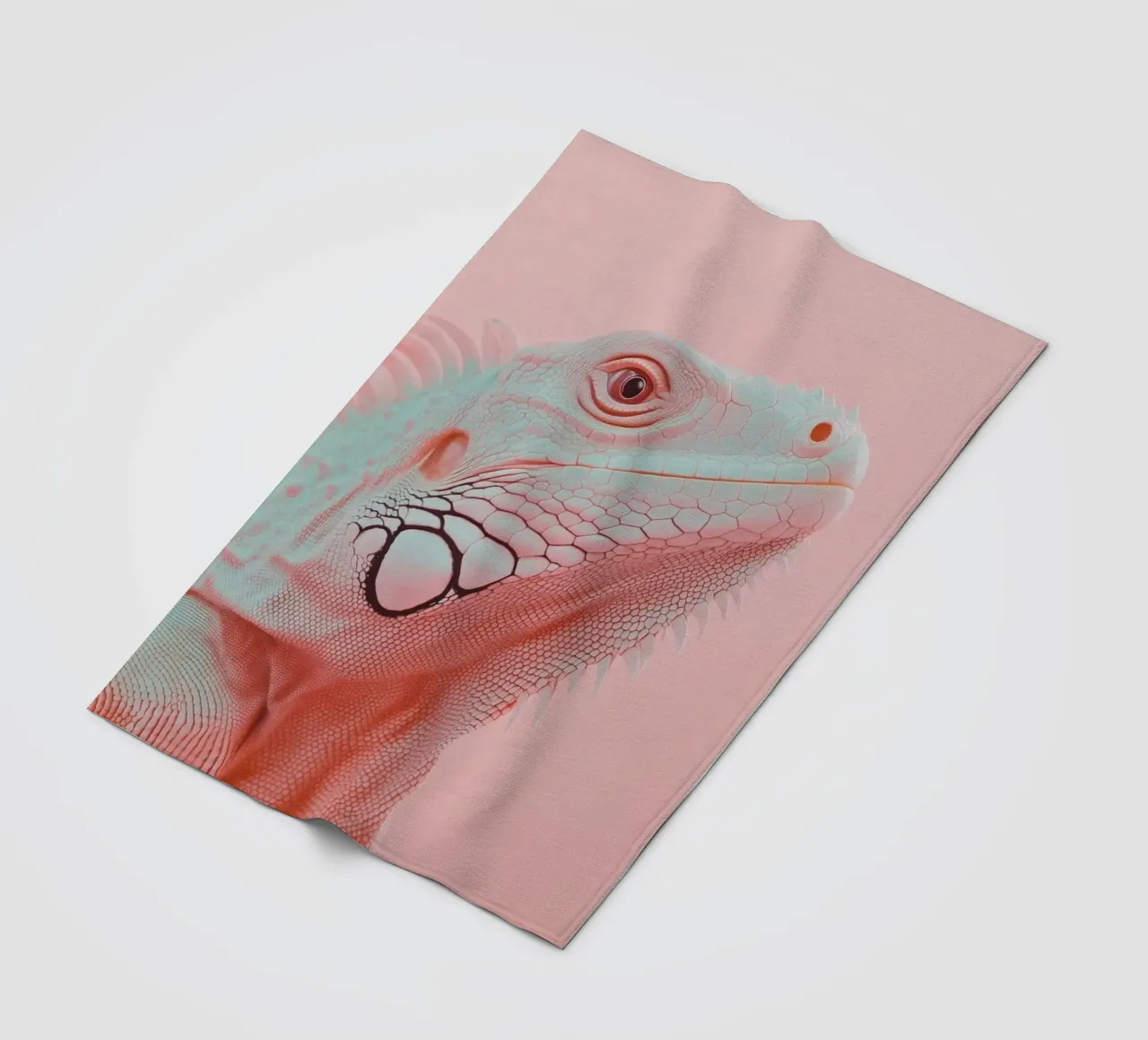 Pink iguana portrait fleece blanket by Carinaprint
