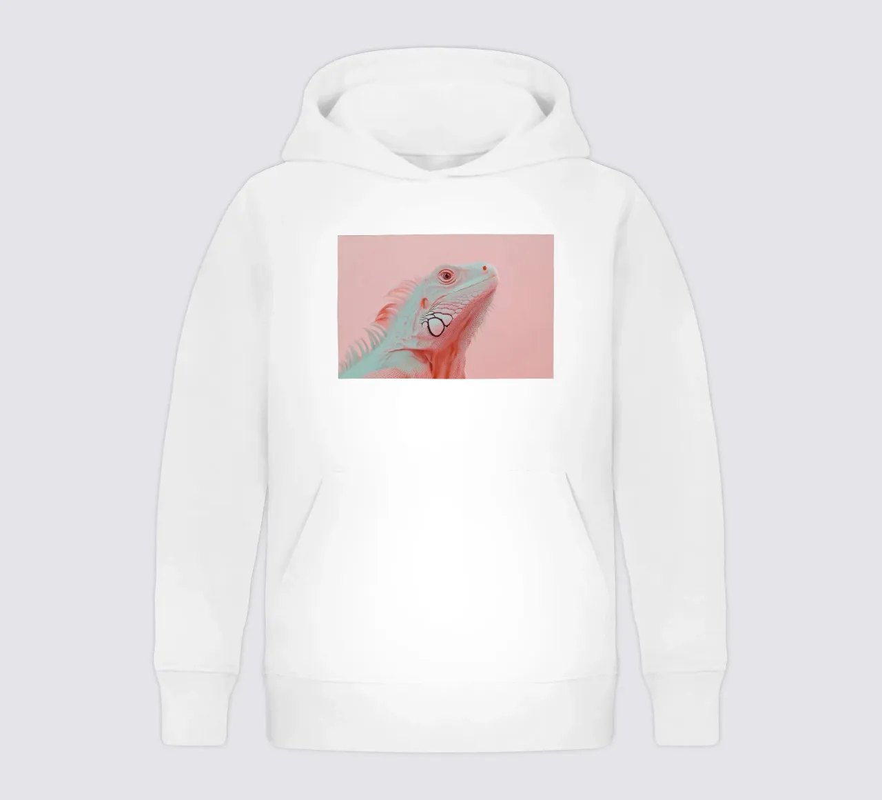 Pink iguana portrait kids hoodie by Carinaprint