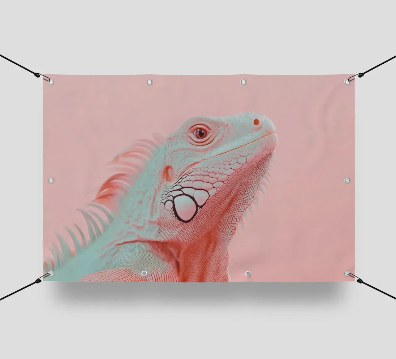 Ritratto di iguana rosa telo in pvc da Carinaprint