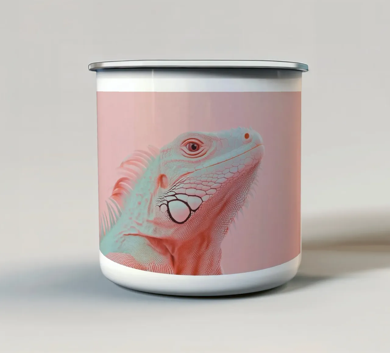 Ritratto di iguana rosa tazza in smalto da Carinaprint