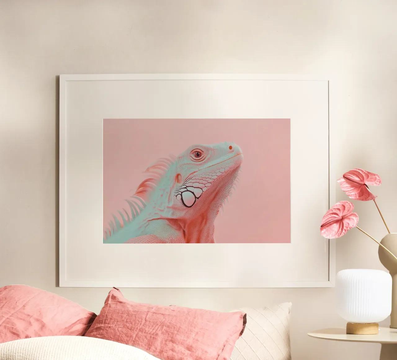 Pink iguana portrait hahnemühle by Carinaprint