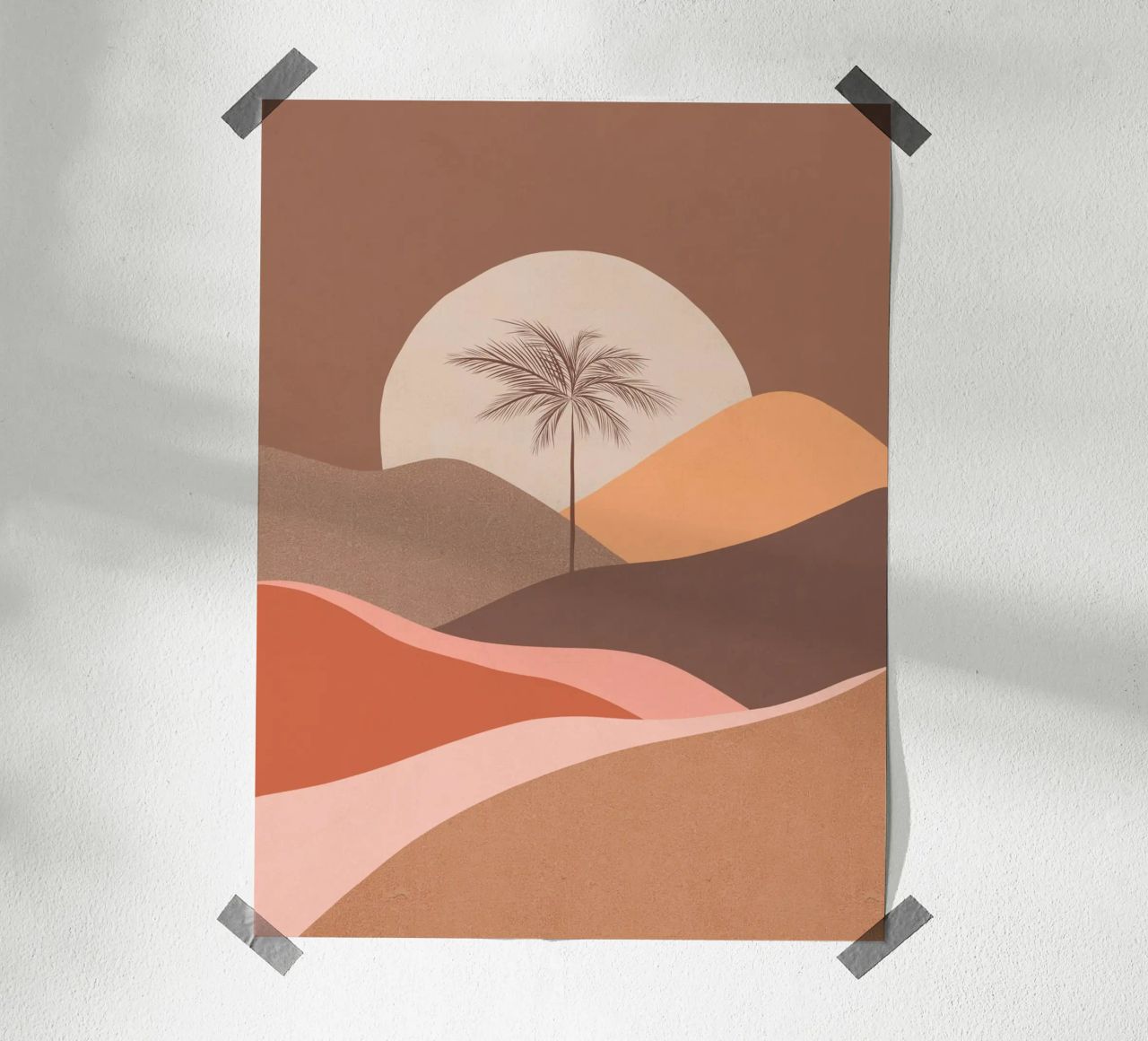 Tropischer Palmen-Sonnenuntergang - Mokka-Mousse Poster von Dominique Vari