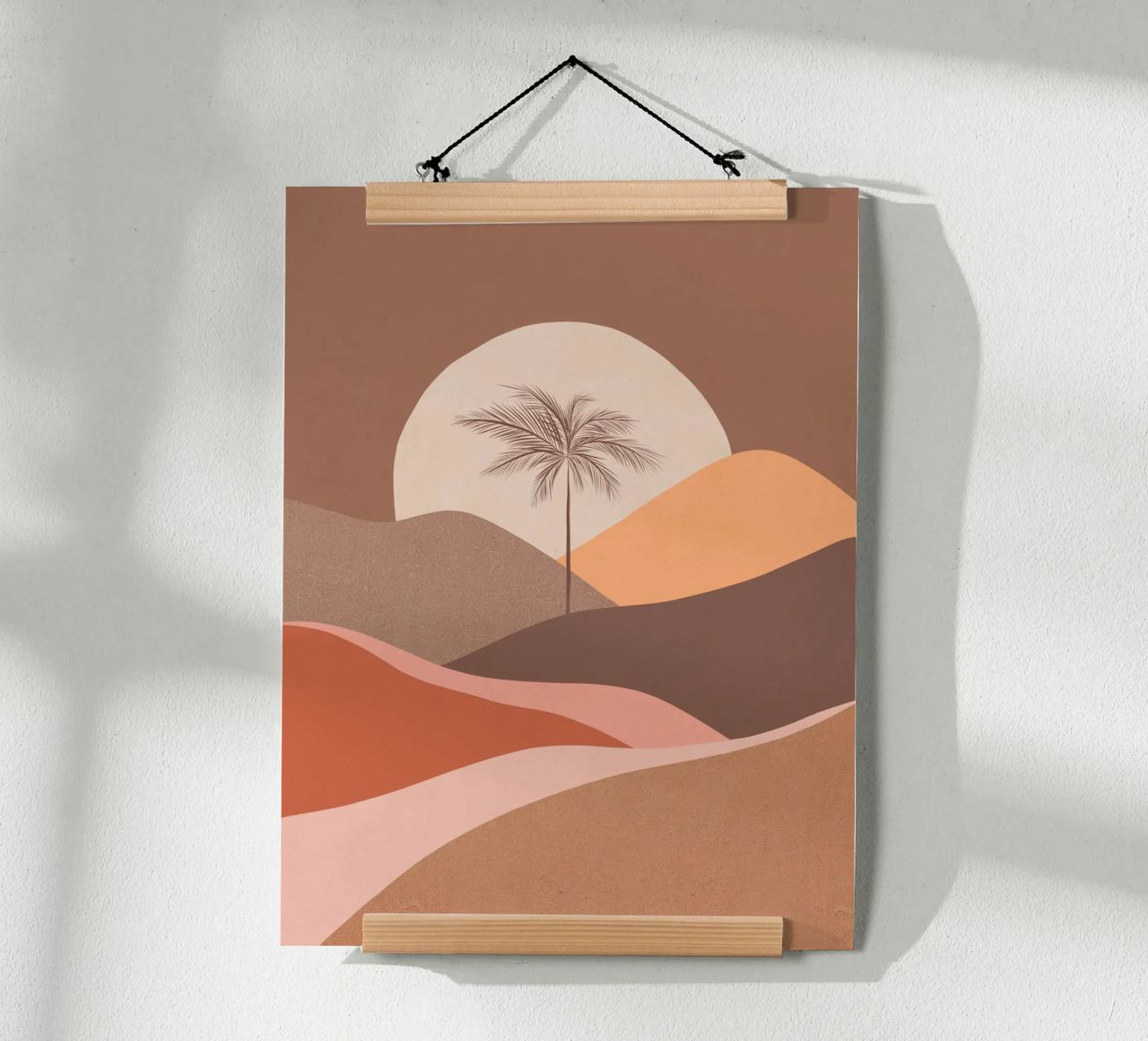 Tropischer Palmen-Sonnenuntergang - Mokka-Mousse Poster von Dominique Vari