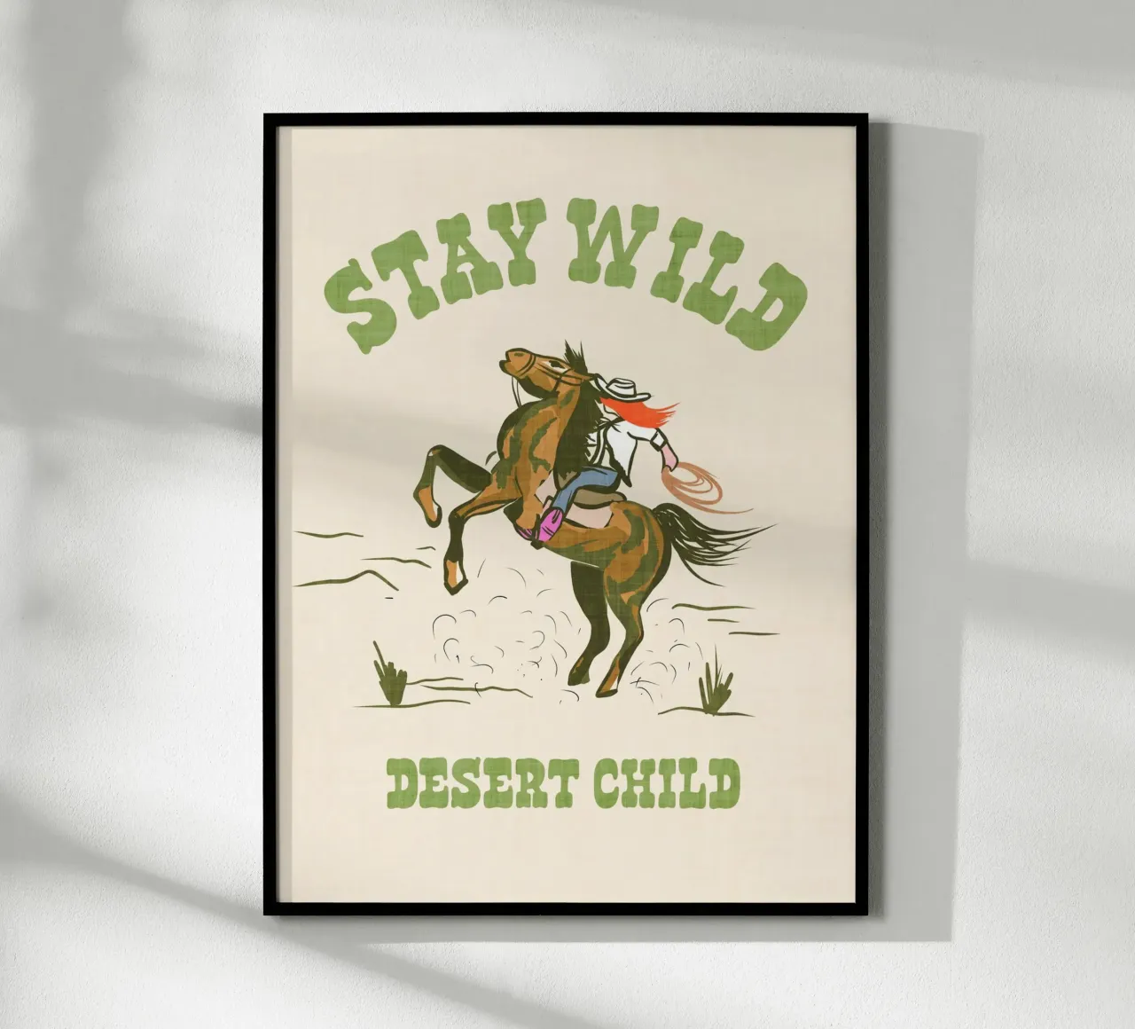 Stay Wild, Desert Child - Cowgirl à cheval du Far West hahnemühle de Dominique Vari