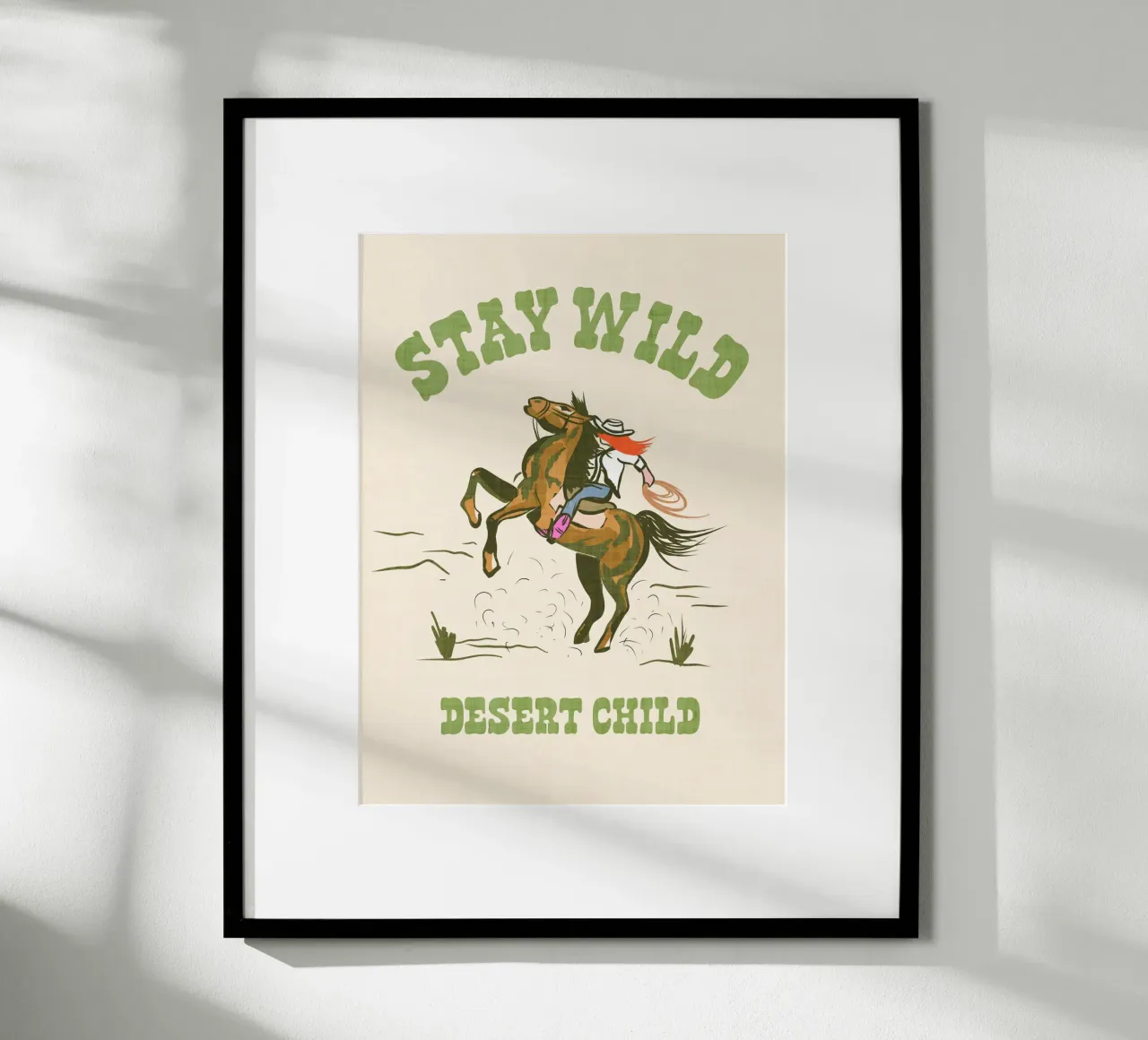 Stay Wild, Desert Child - Cowgirl à cheval du Far West hahnemühle de Dominique Vari