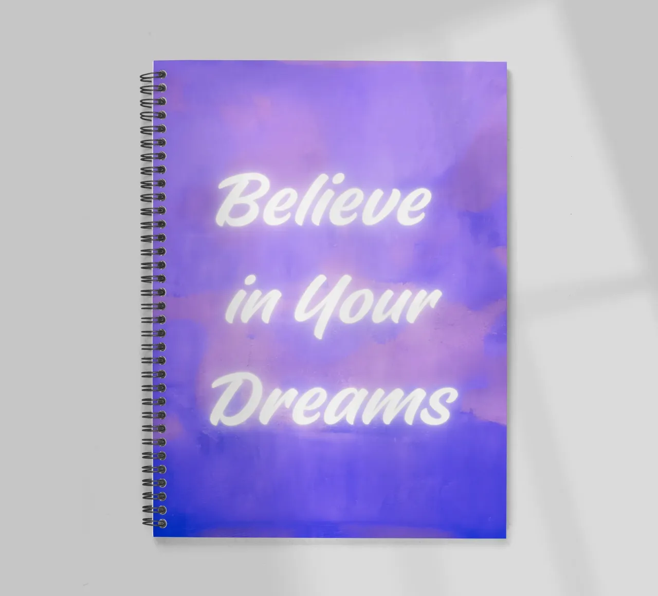 "Believe in Your Dreams" Amethyst Abstract Print spiral notebook by FABOArt