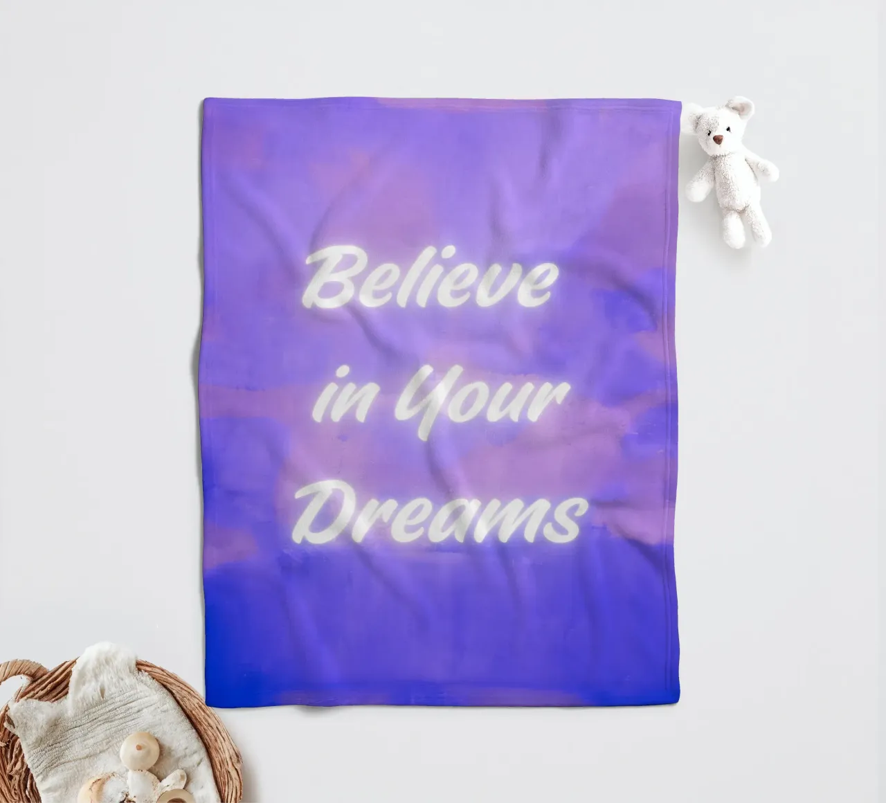 "Believe in Your Dreams" Amethyst Abstract Print fleece blanket by FABOArt