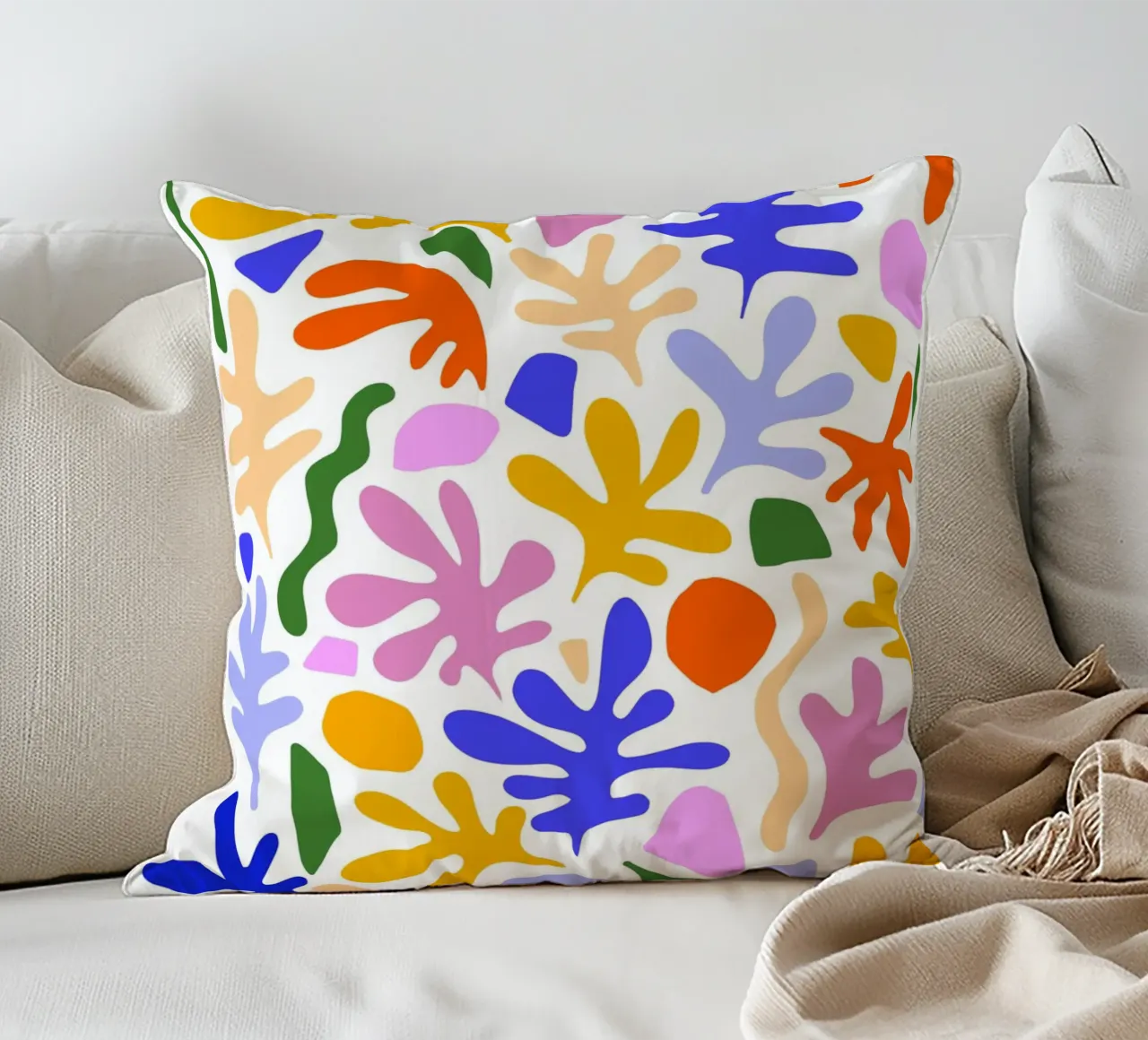 Matisse inspired Organic Shapes & Colours of Summer decorative cushion by Dominique Vari