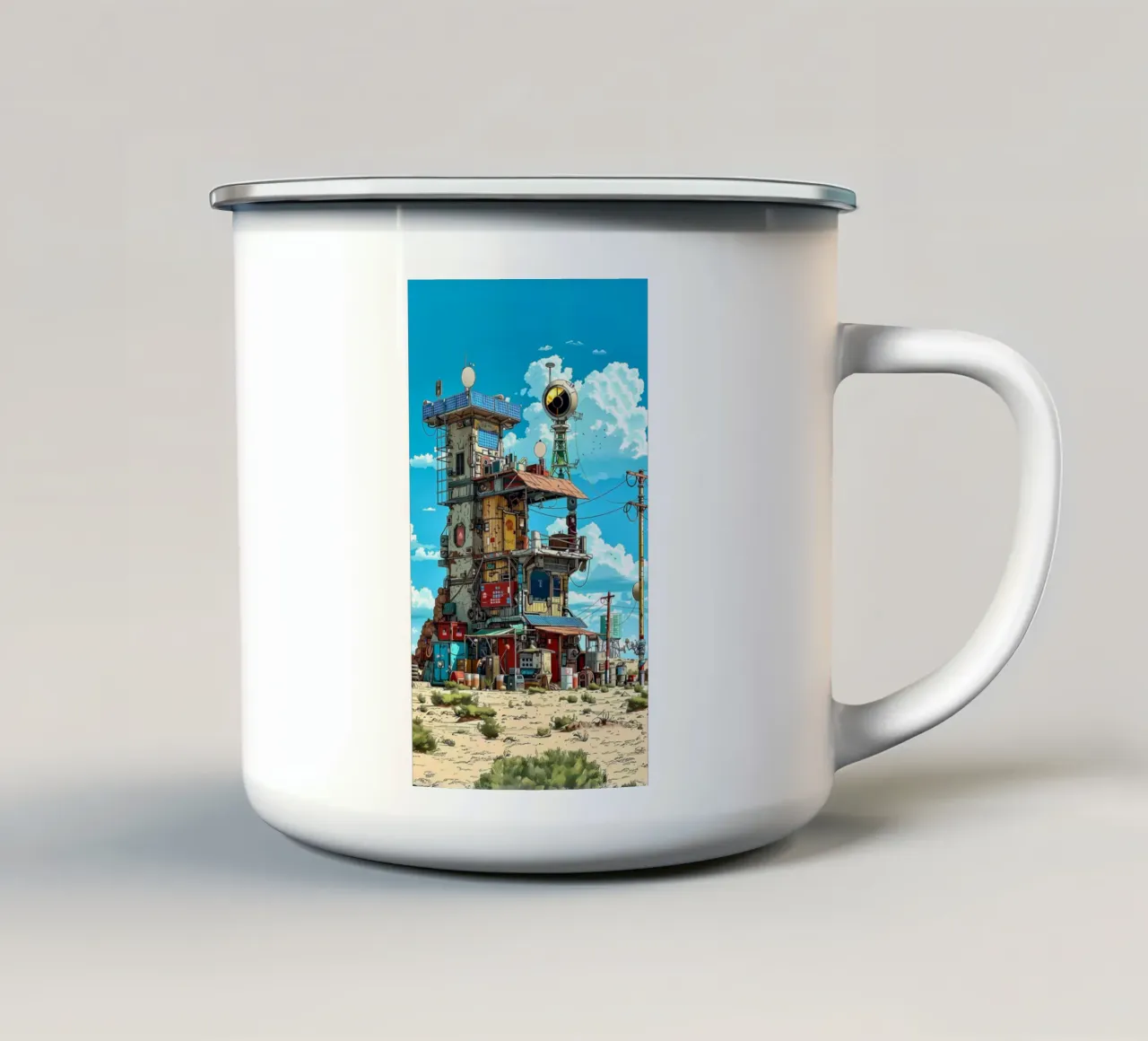 paesaggio casa spiaggia wallart tazza in smalto da Manh beo