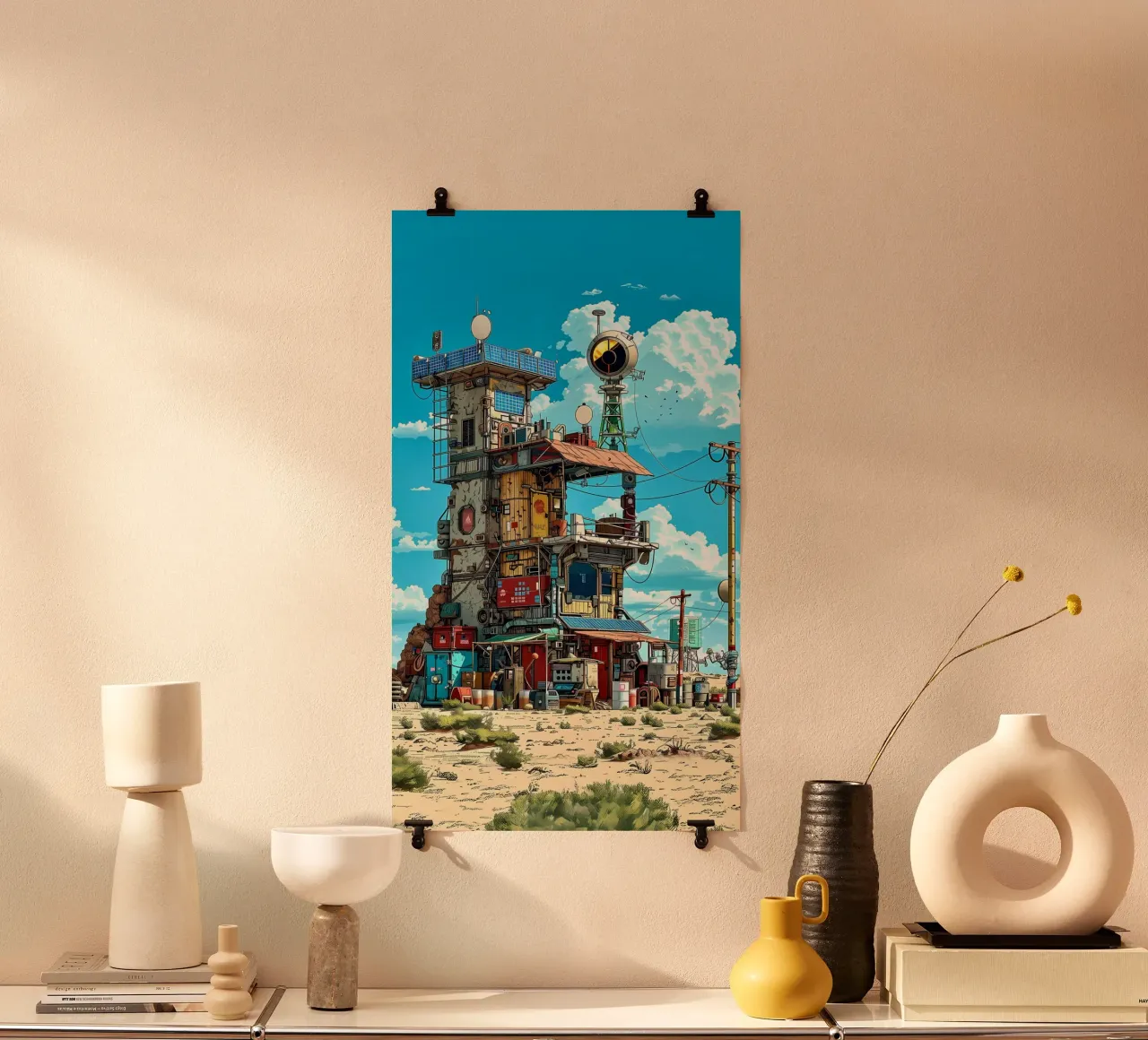 paesaggio casa spiaggia wallart poster con telaio in alluminio da Manh beo