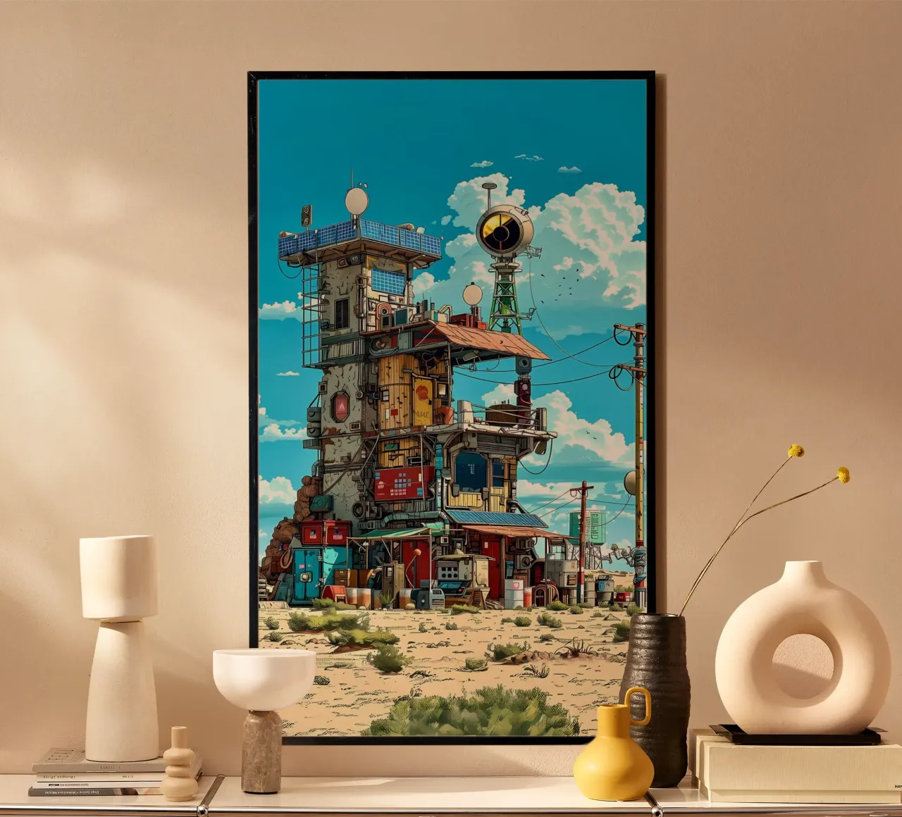 paesaggio casa spiaggia wallart poster con telaio in alluminio da Manh beo