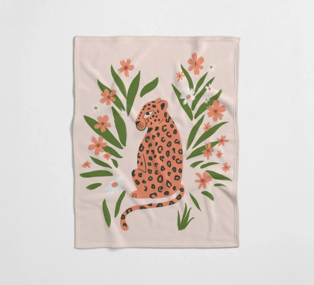 Floral Leopard fleece blanket by Artie Shifa