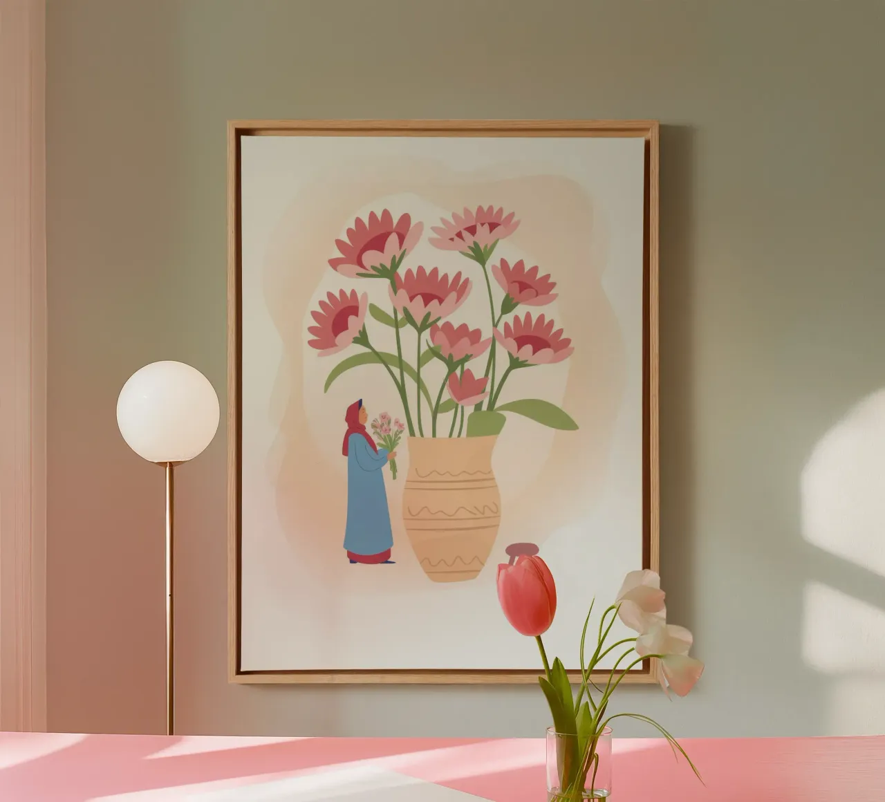 Bloemrijke mijmering canvas met Baklijst van Artie Shifa
