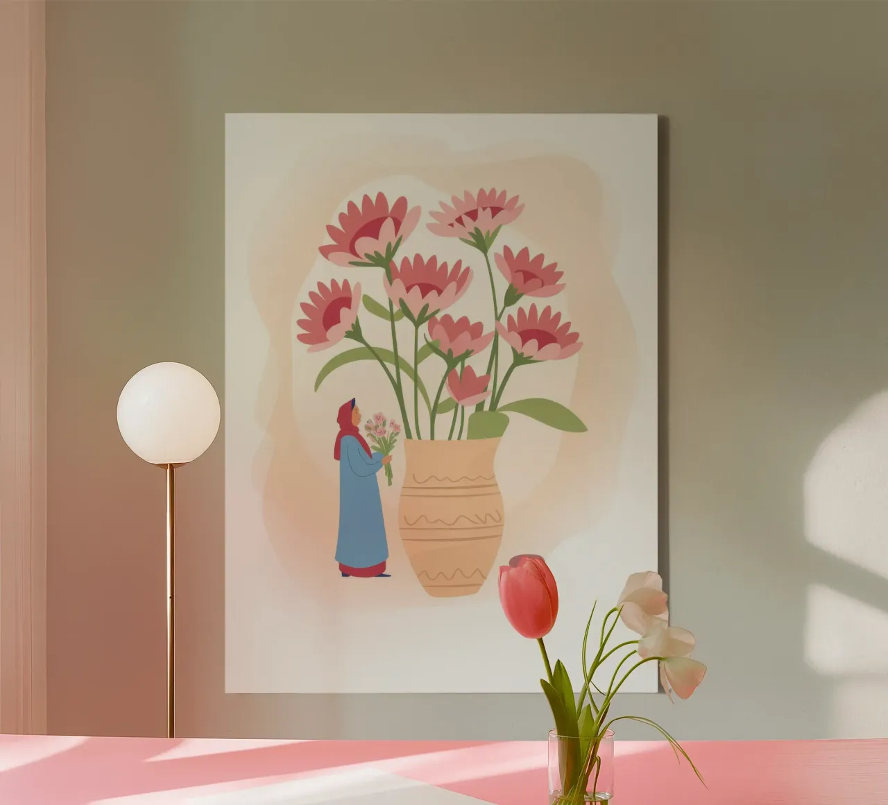 Bloemrijke mijmering canvas met Baklijst van Artie Shifa