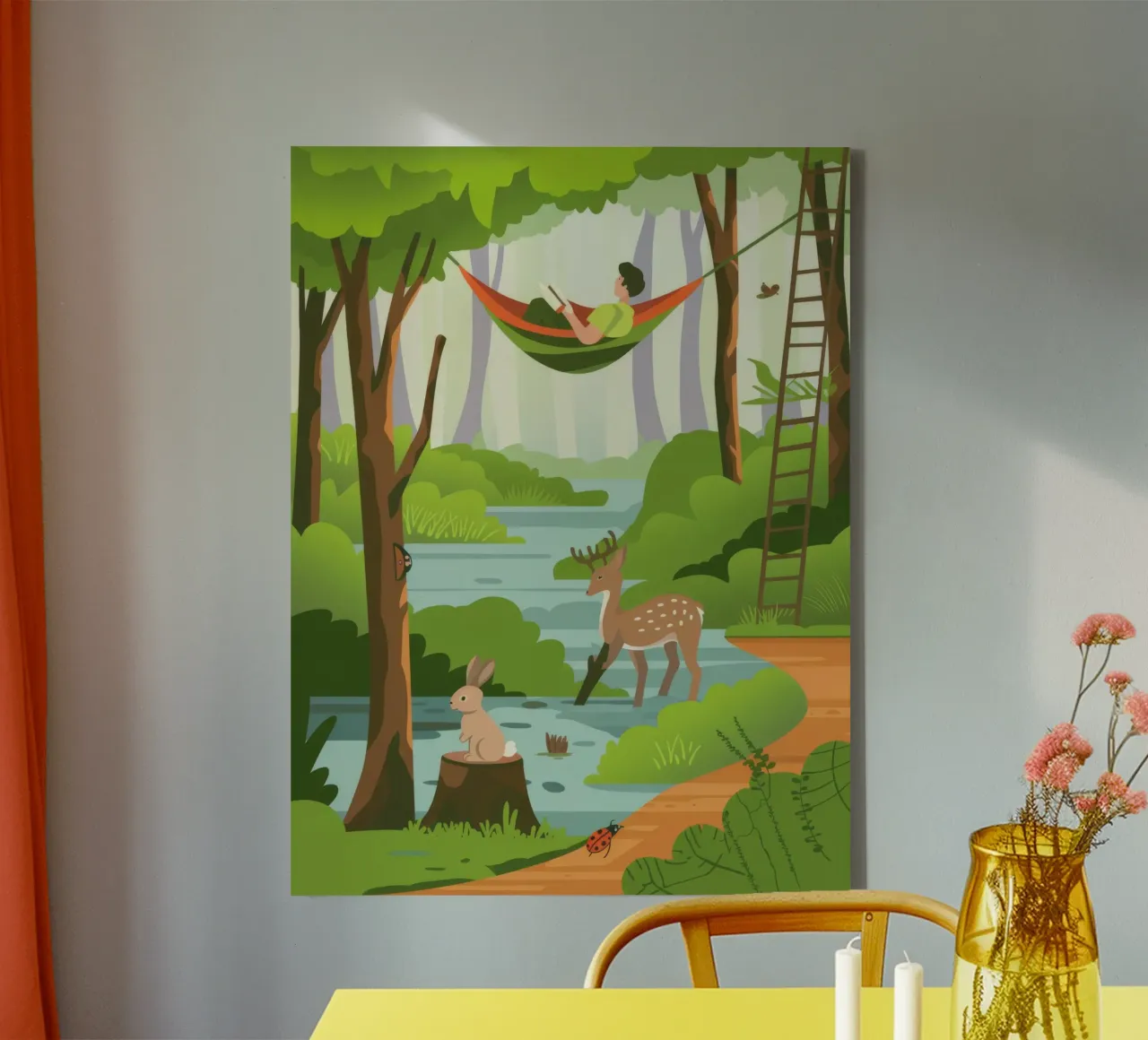 Harmonie van het bos canvas met Baklijst van Artie Shifa