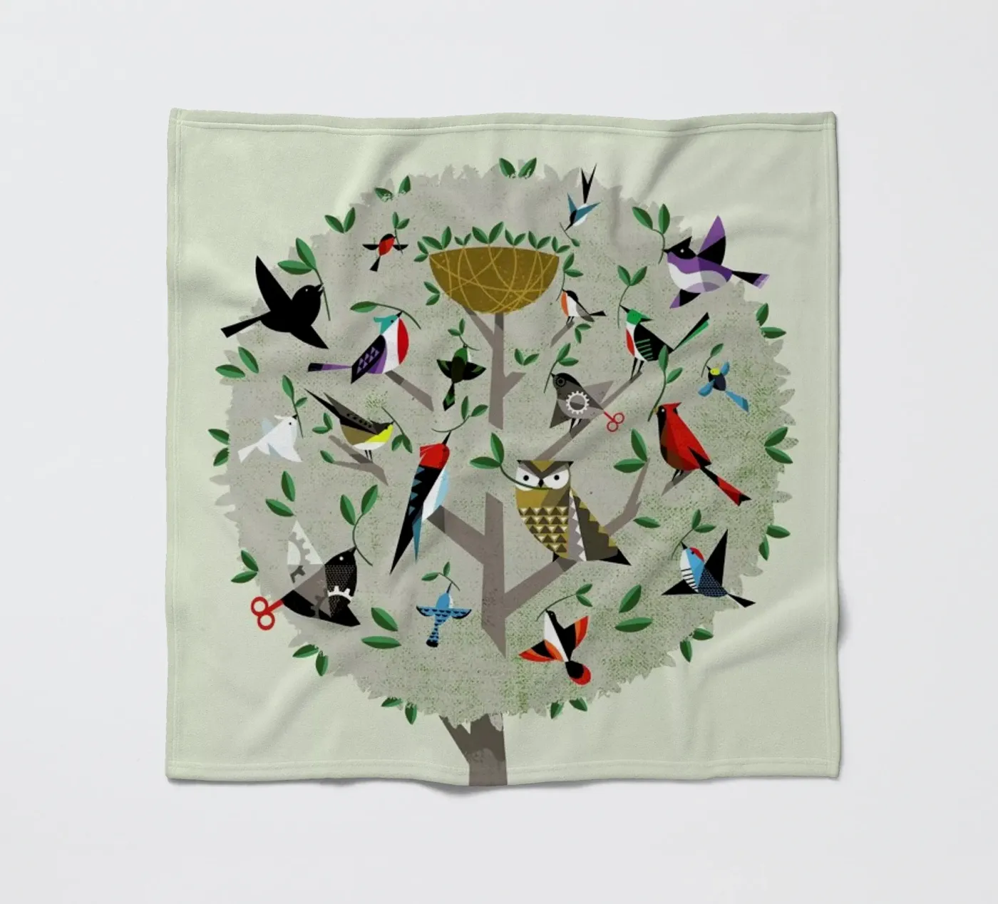 Bird Tree fleecedeken van Pietari Posti