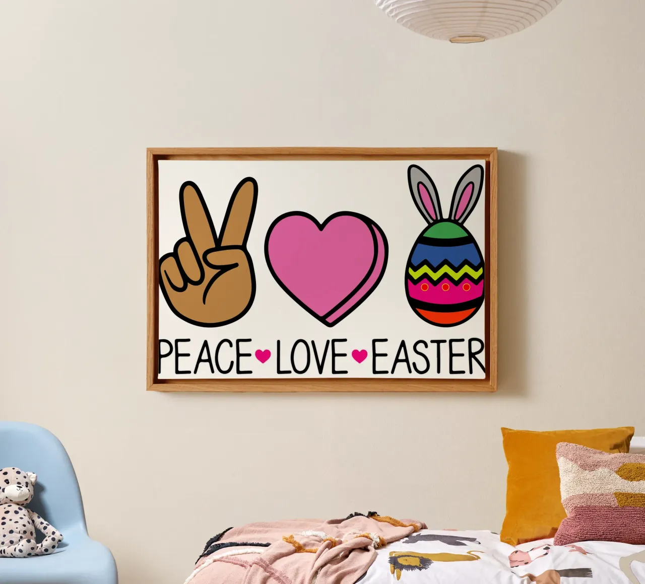 PACE AMORE PASQUA tela con Cornice a cassetta da onefeelshop