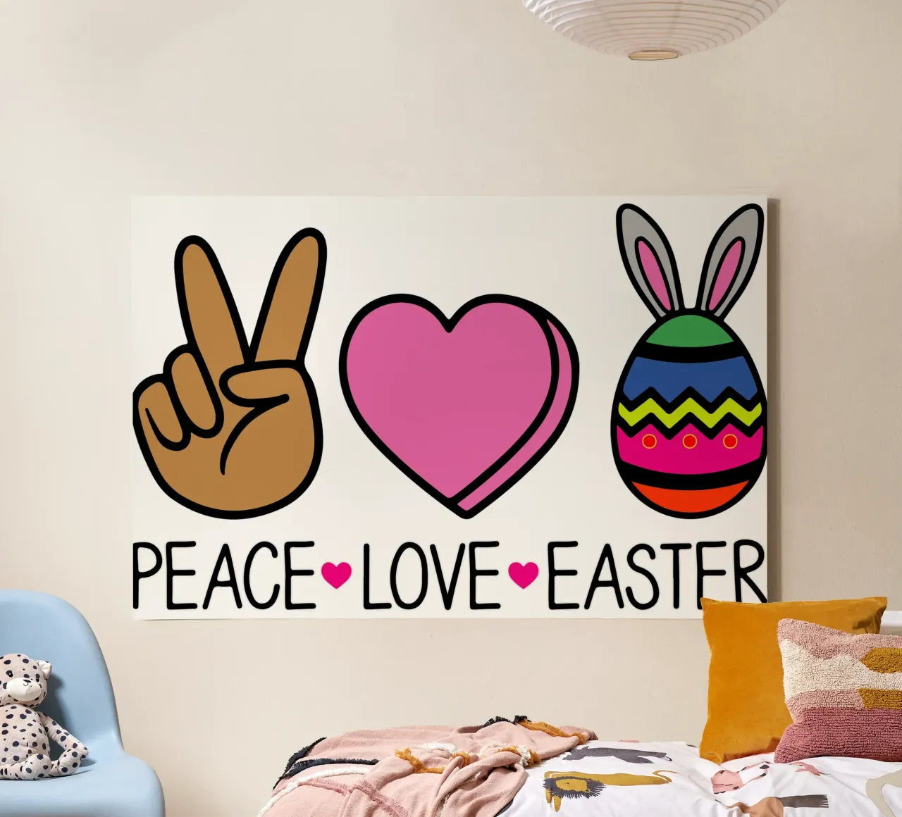 PACE AMORE PASQUA tela con Cornice a cassetta da onefeelshop
