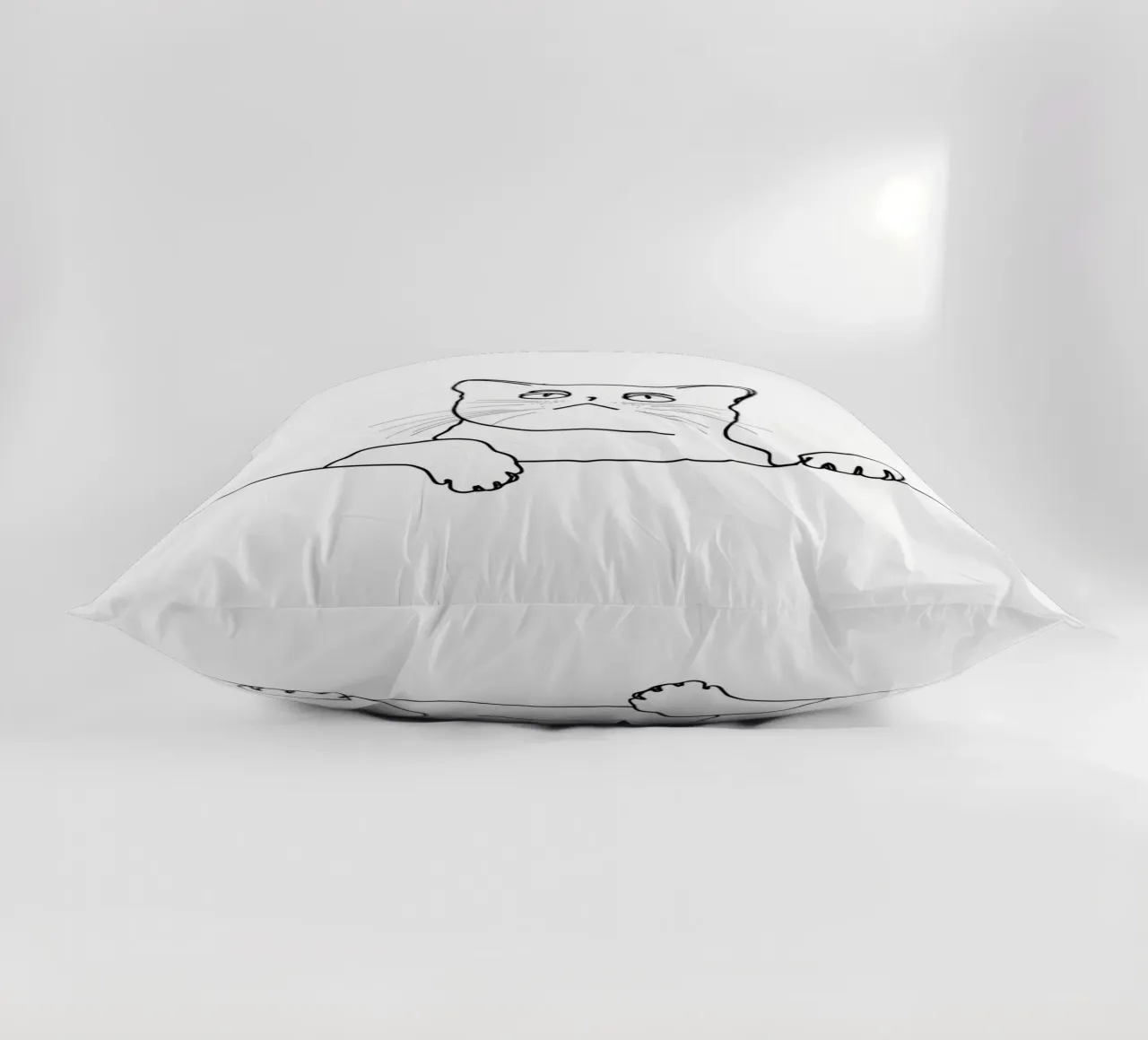 Minimalist Line Drawing of a Cat Looking at the Wall decorative cushion by Viv Line Art