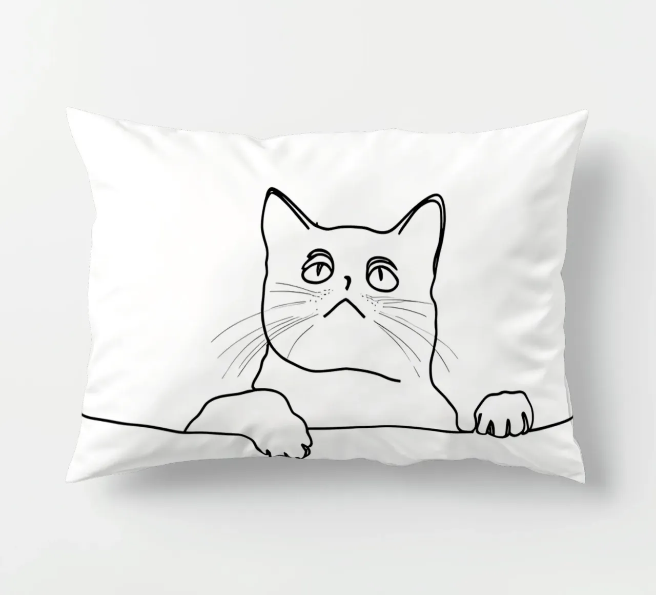 Minimalist Line Drawing of a Cat Looking at the Wall decorative cushion by Viv Line Art