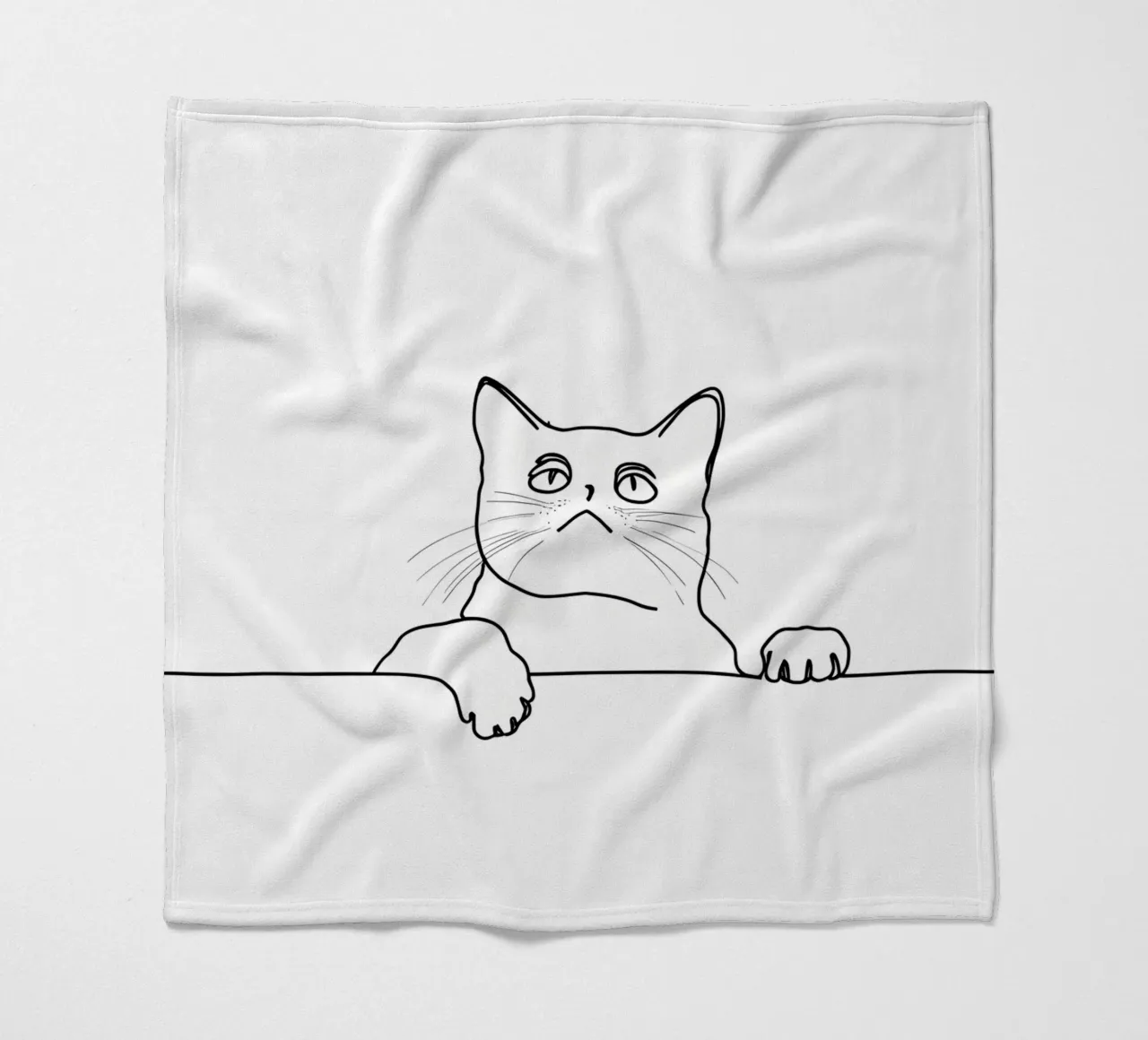 Minimalist Line Drawing of a Cat Looking at the Wall fleece blanket by Viv Line Art